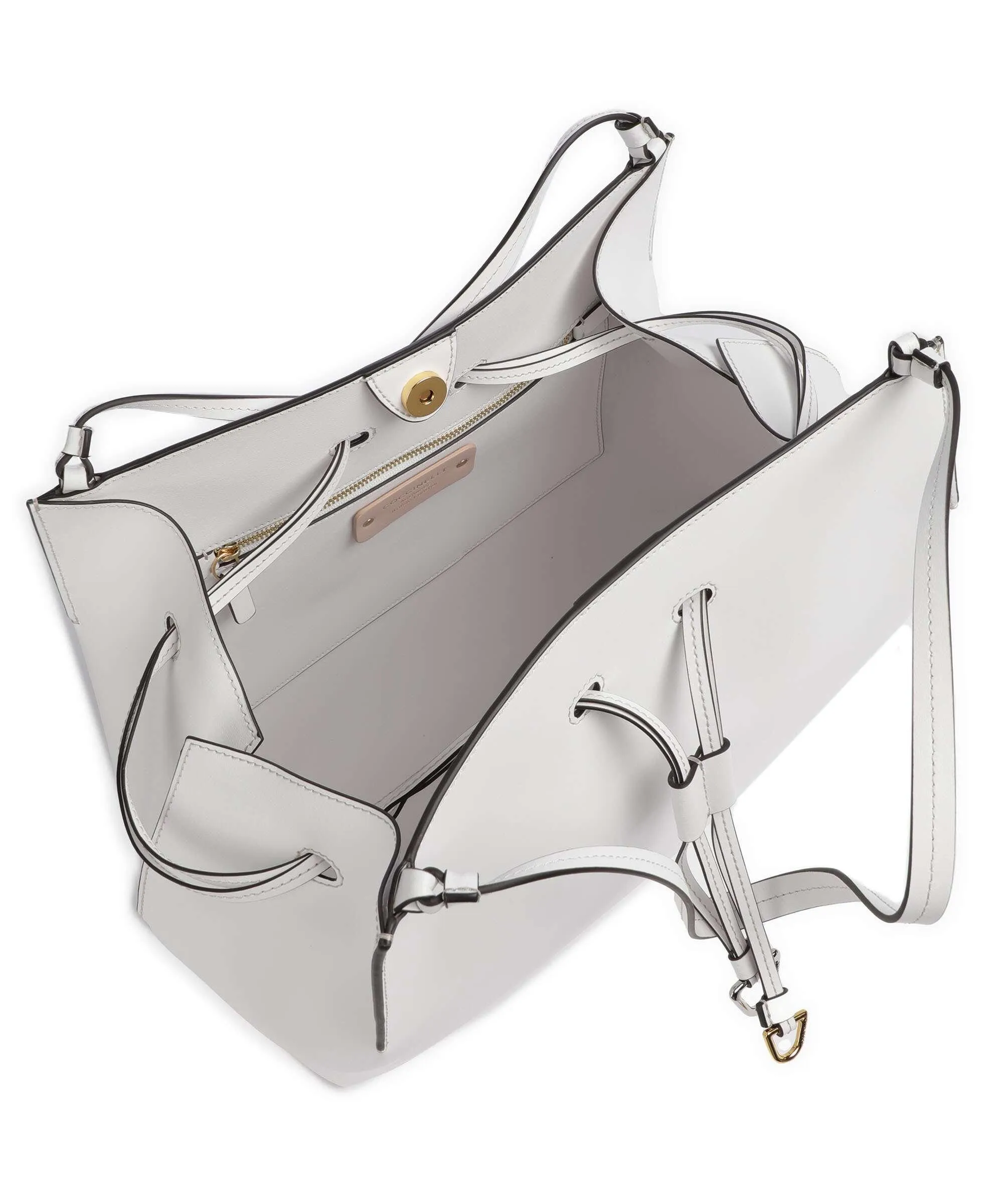  Coccinelle Roundabout Eco Cowhide Borsa a secchiello pelle a grana fine bianco  