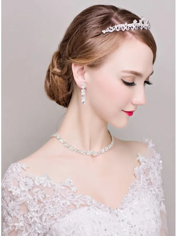 Completo di gioielli economici Sposa con Coroncina Orecchini e Collana