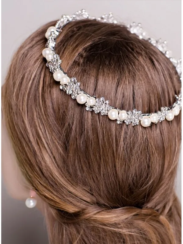 Corona sottile per Sposa con Orecchini a perle