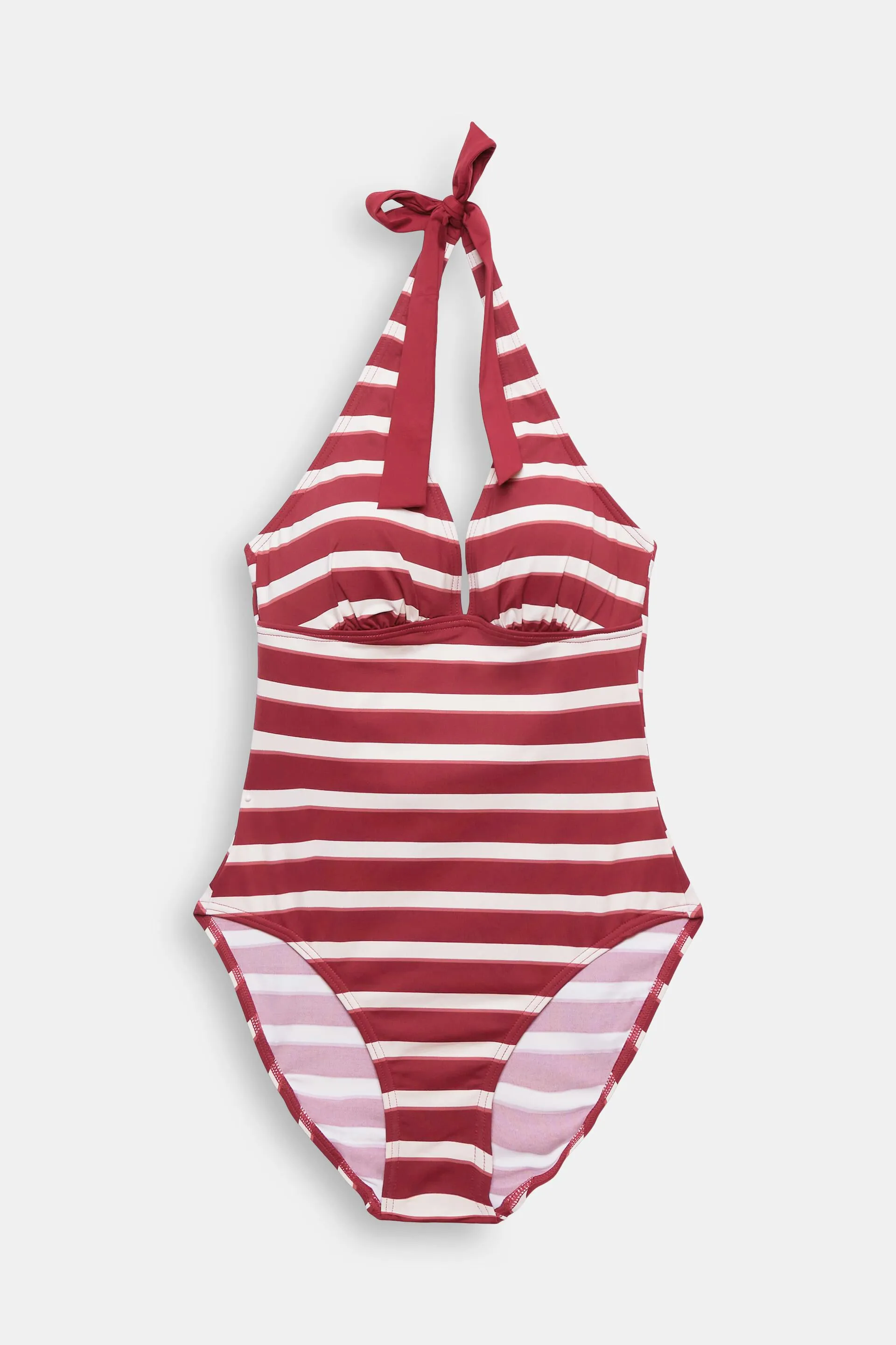 Costume da bagno a righe con allacciatura al collo
