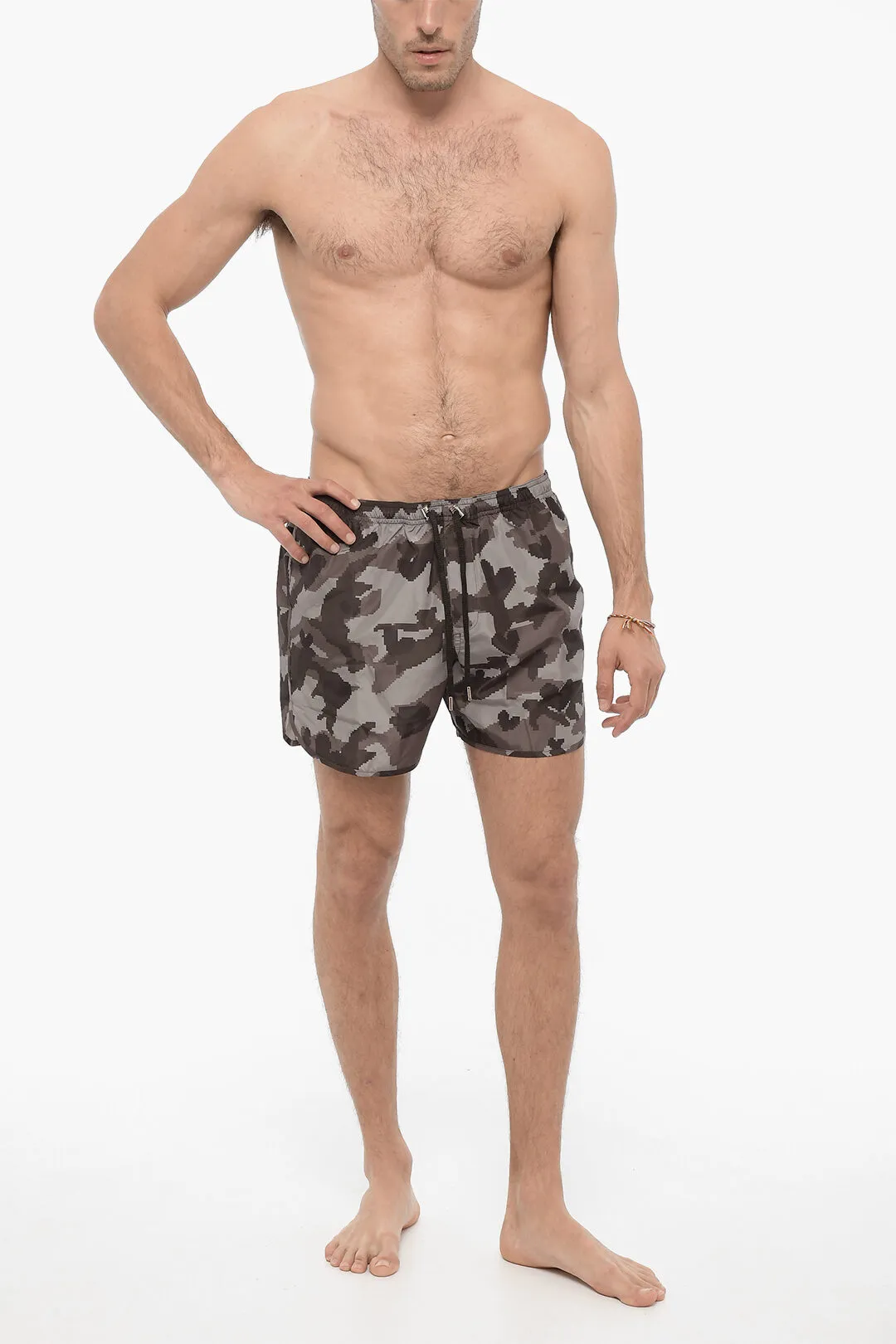 Costume da Bagno Boxer Slim Fit con Motivo Camouflage