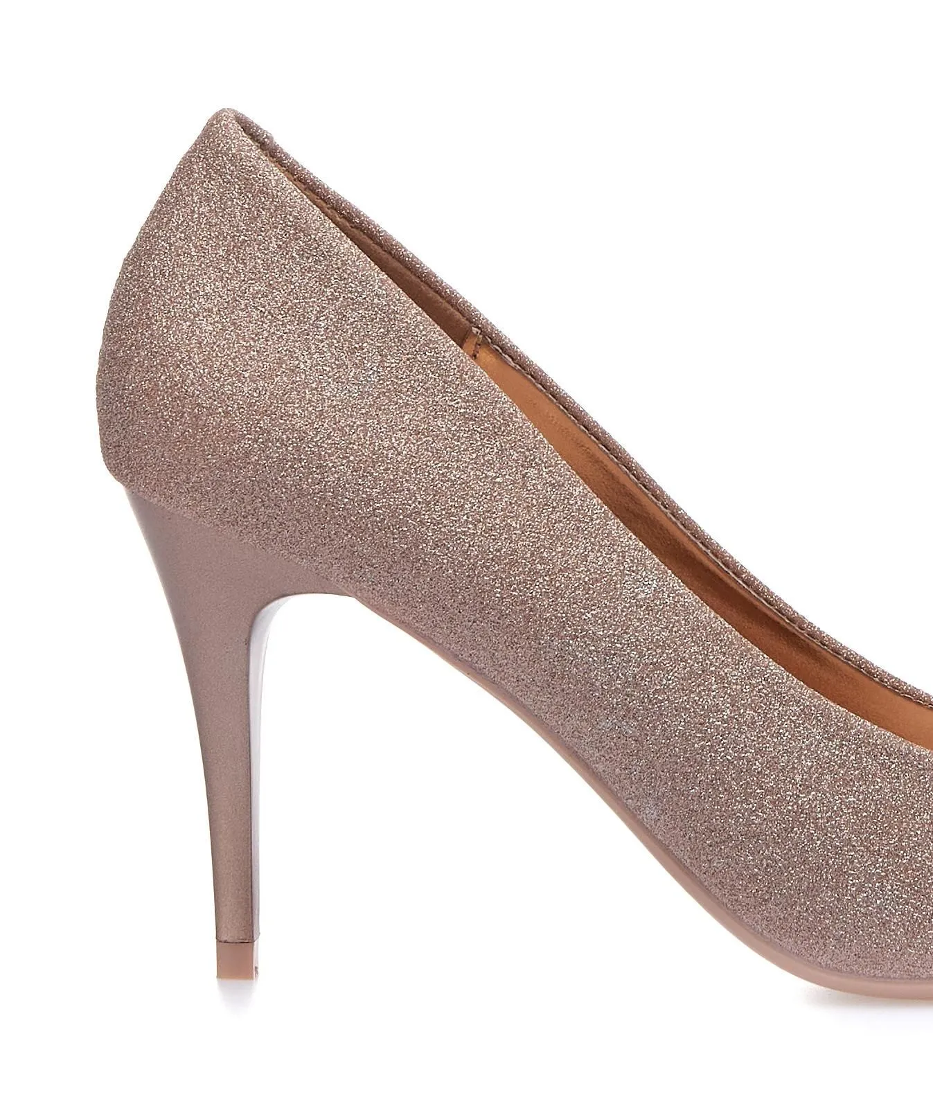 Decolletè rosa glitter a punta con tacco alto