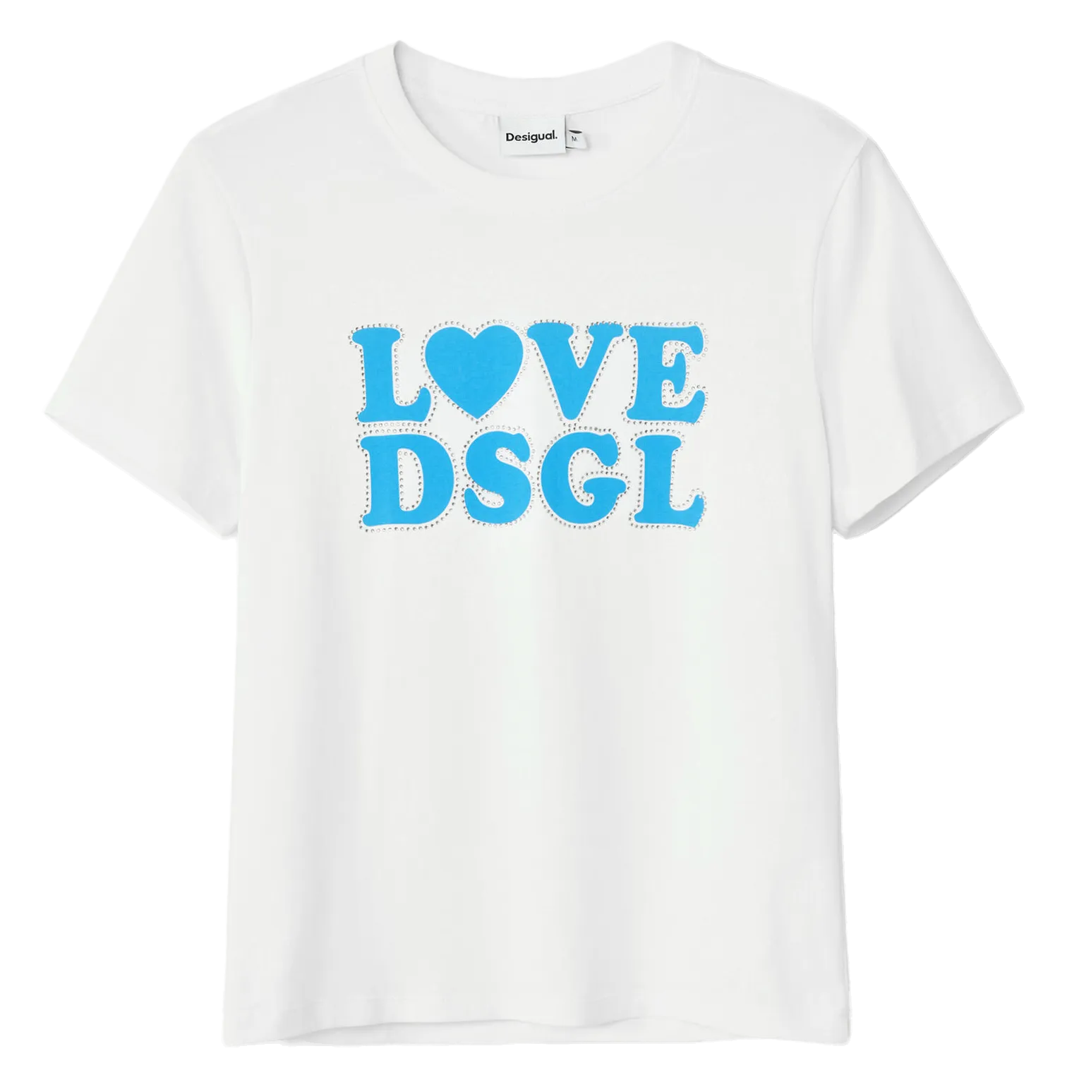  DESIGUAL   Maglietta girocollo dritta in cotone misto serigrafata | Bianco