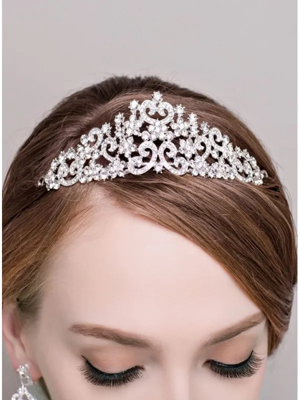 Diadema Sposa con Orecchini pendenti e Collana