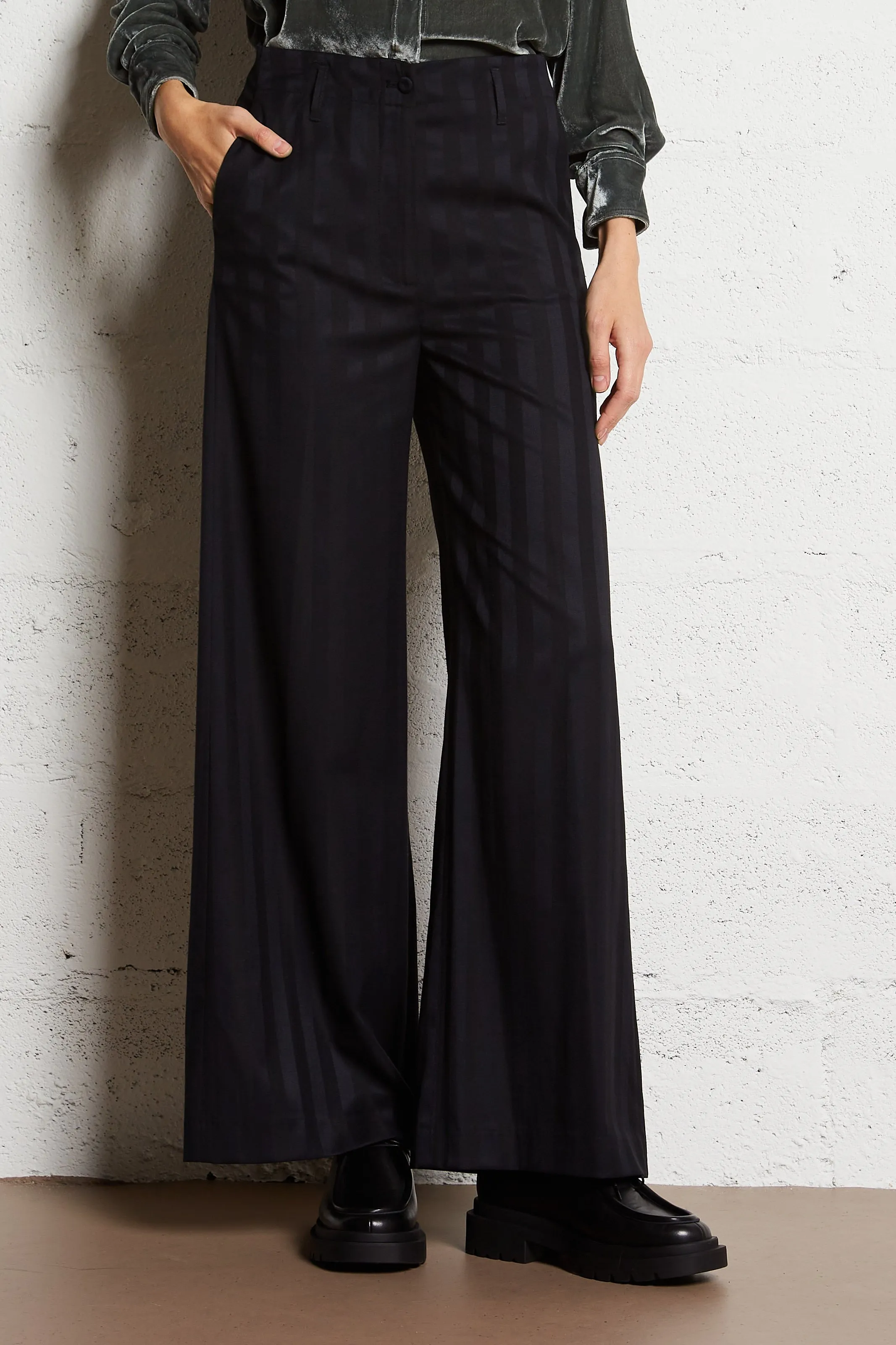  DIEGA   POMEO - Pantaloni larghi a righe | Blu