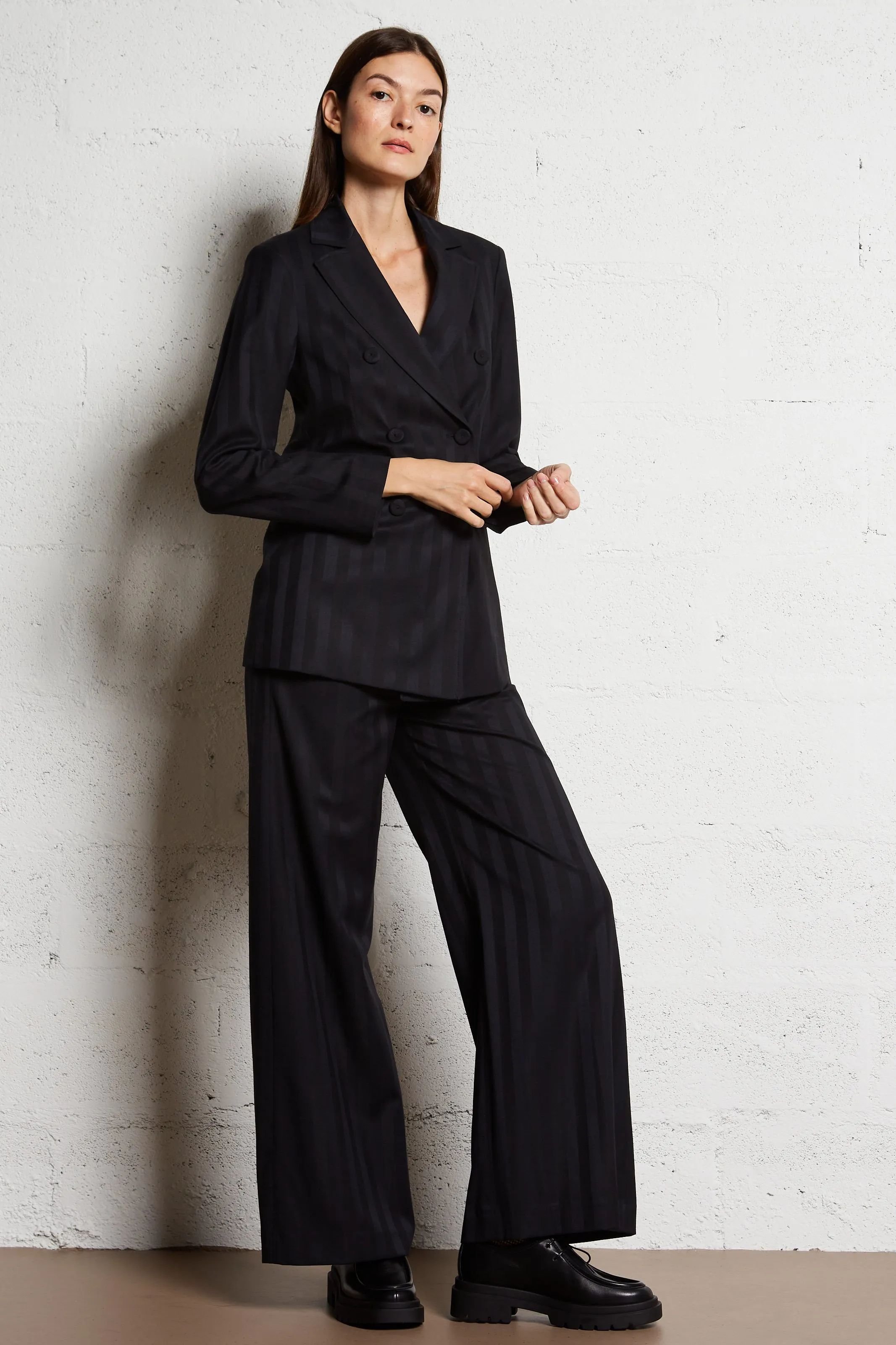  DIEGA   POMEO - Pantaloni larghi a righe | Blu