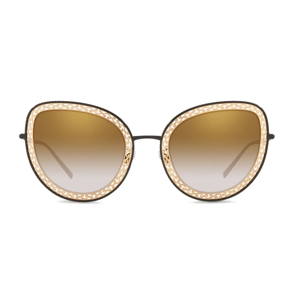 Dolce & Gabbana - Occhiale da Sole Devotion Cat Eye con Merletto - Oro Nero - Dolce & Gabbana Eyewear