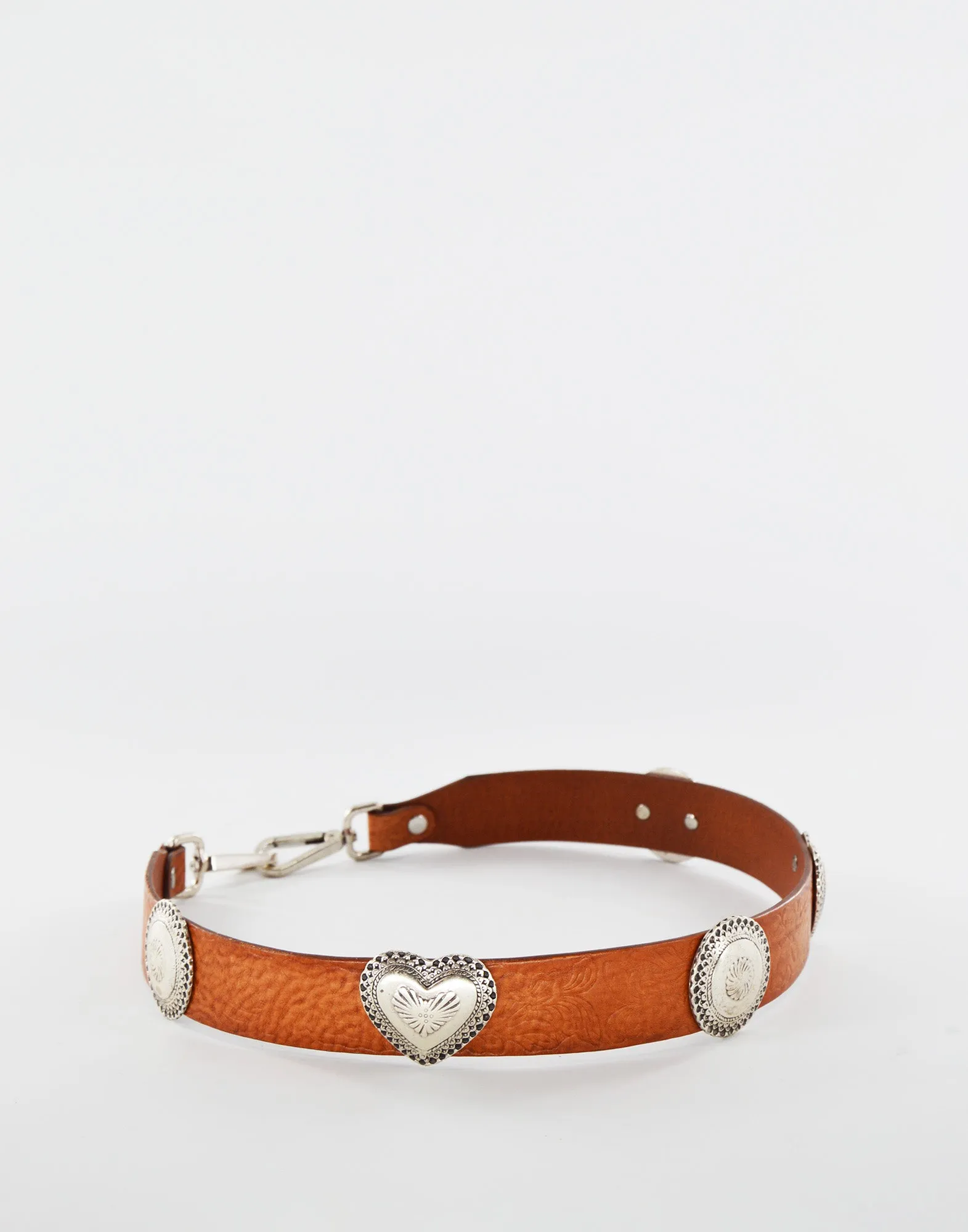 DOUUOD Tracolla in cuoio con borchie a cuore