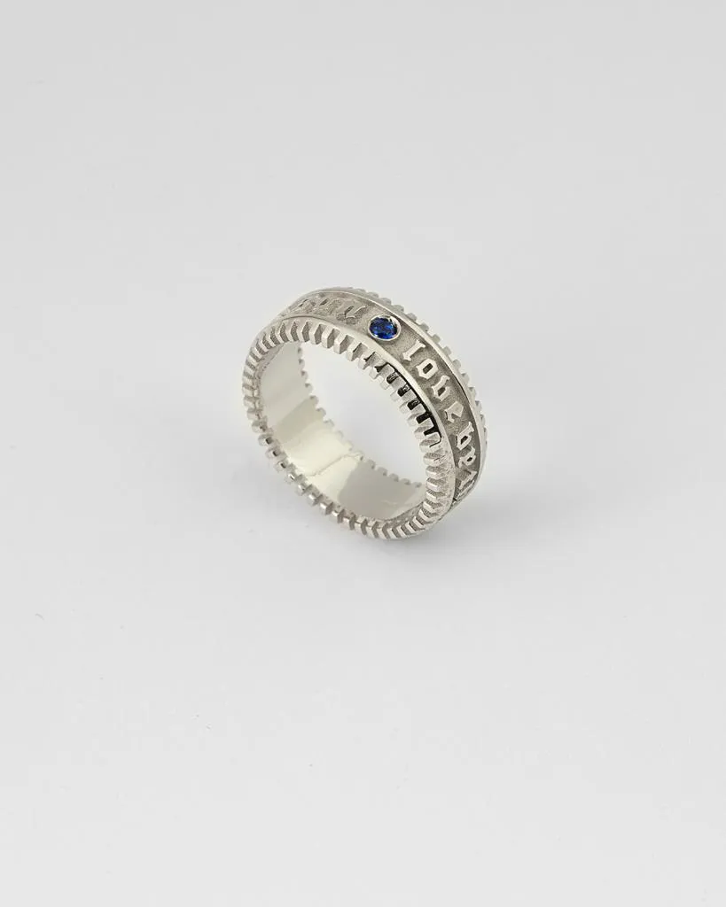 Fascia La Fortuna spinello blu argento rodiato lucido Nove25 Mis.14