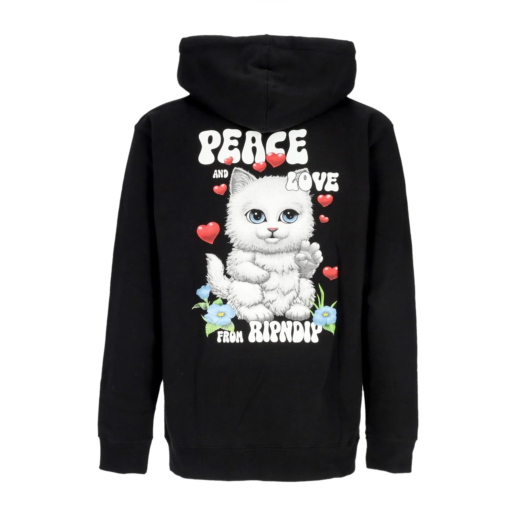 Felpa Cappuccio Uomo Peace Love Hoodie Black
