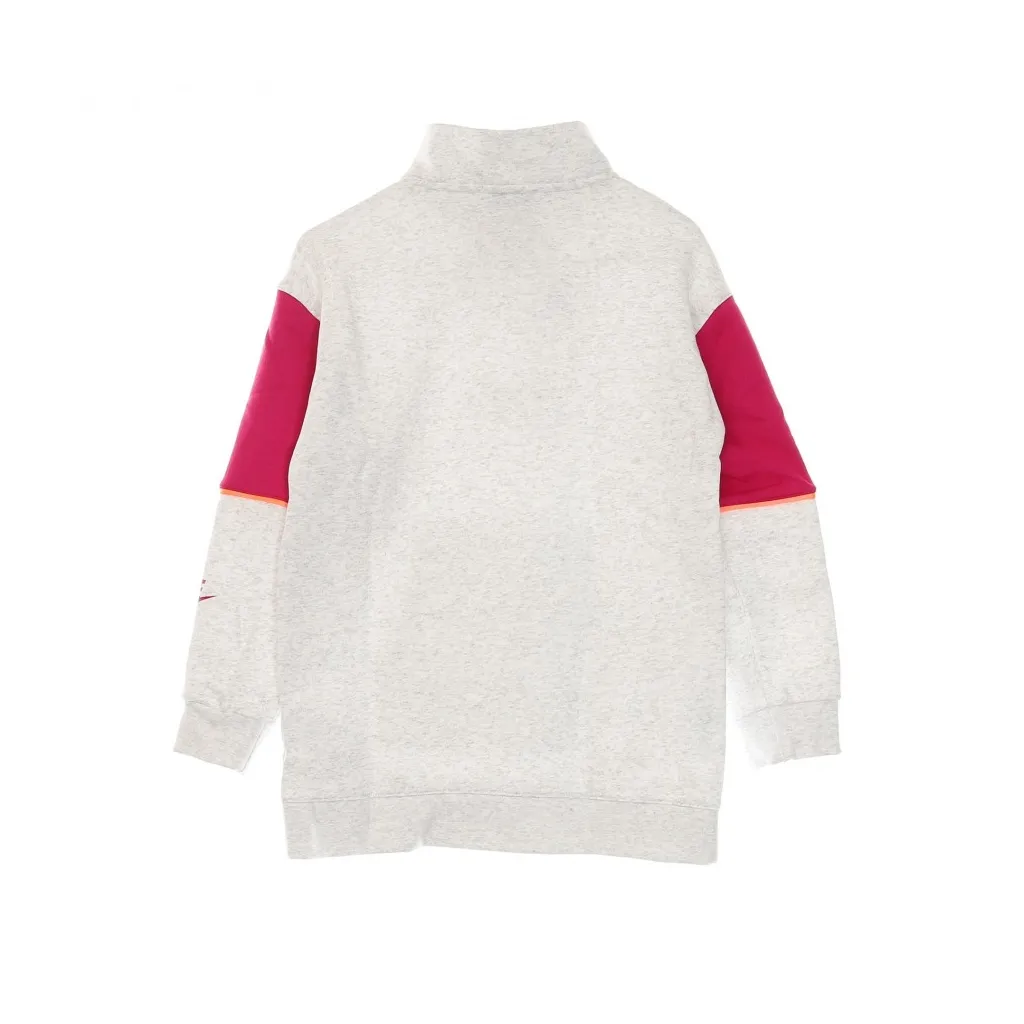 felpa collo alto ragazzo sportswear pullover half zip top BIRCH HEATHER/FIREBERRY/FIREBERRY
