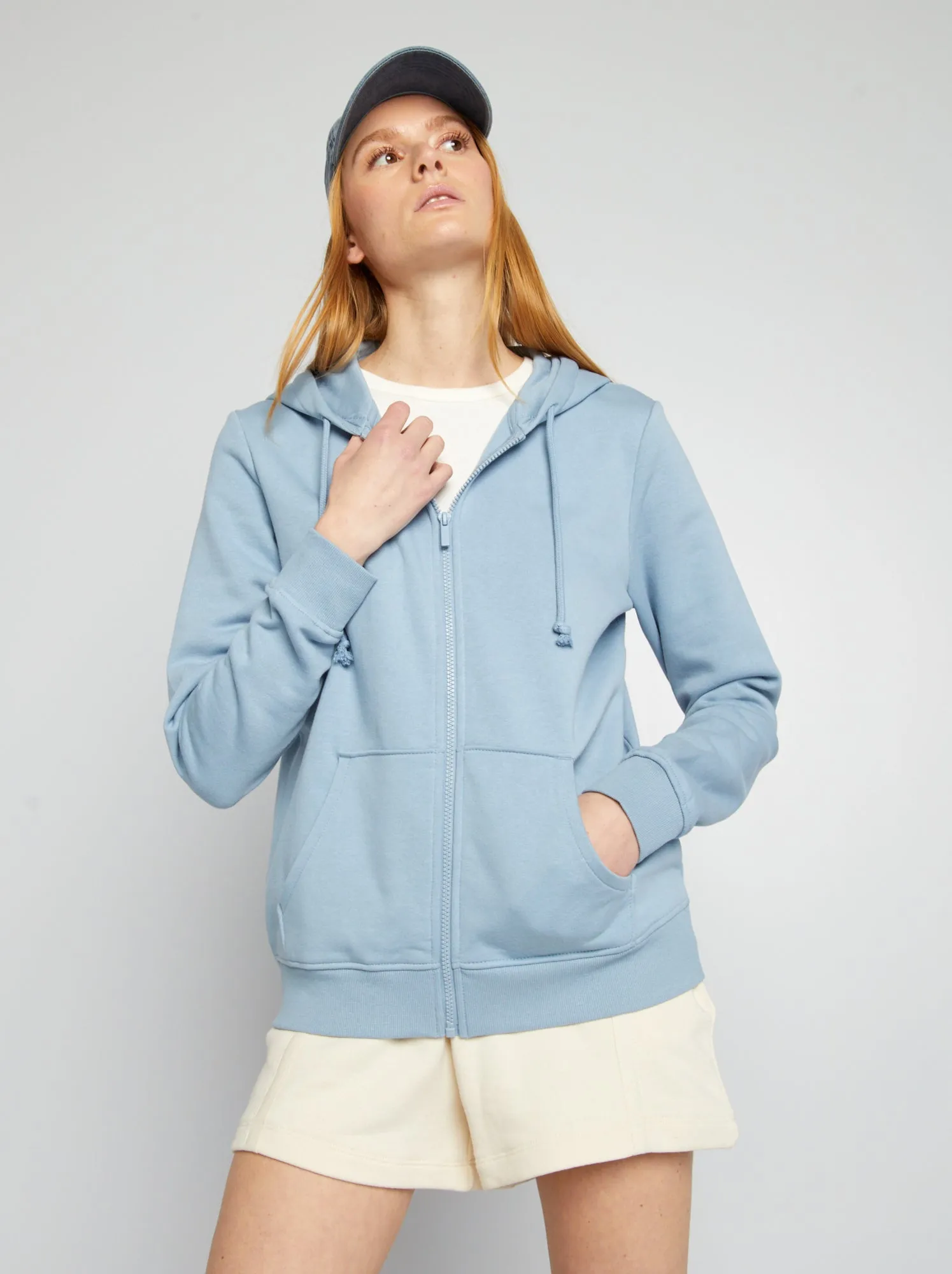 Felpa con zip e cappuccio - BLU