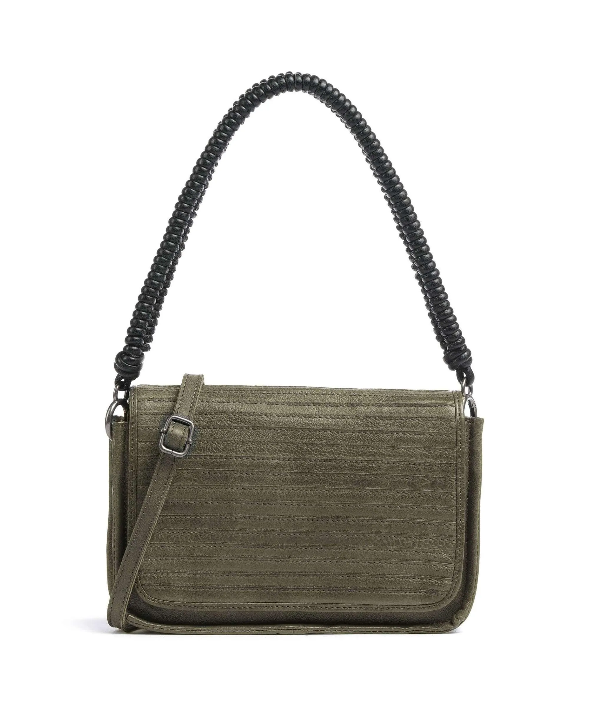  FredsBruder Enna Borsa a spalla pelle granulata grigio-verde  