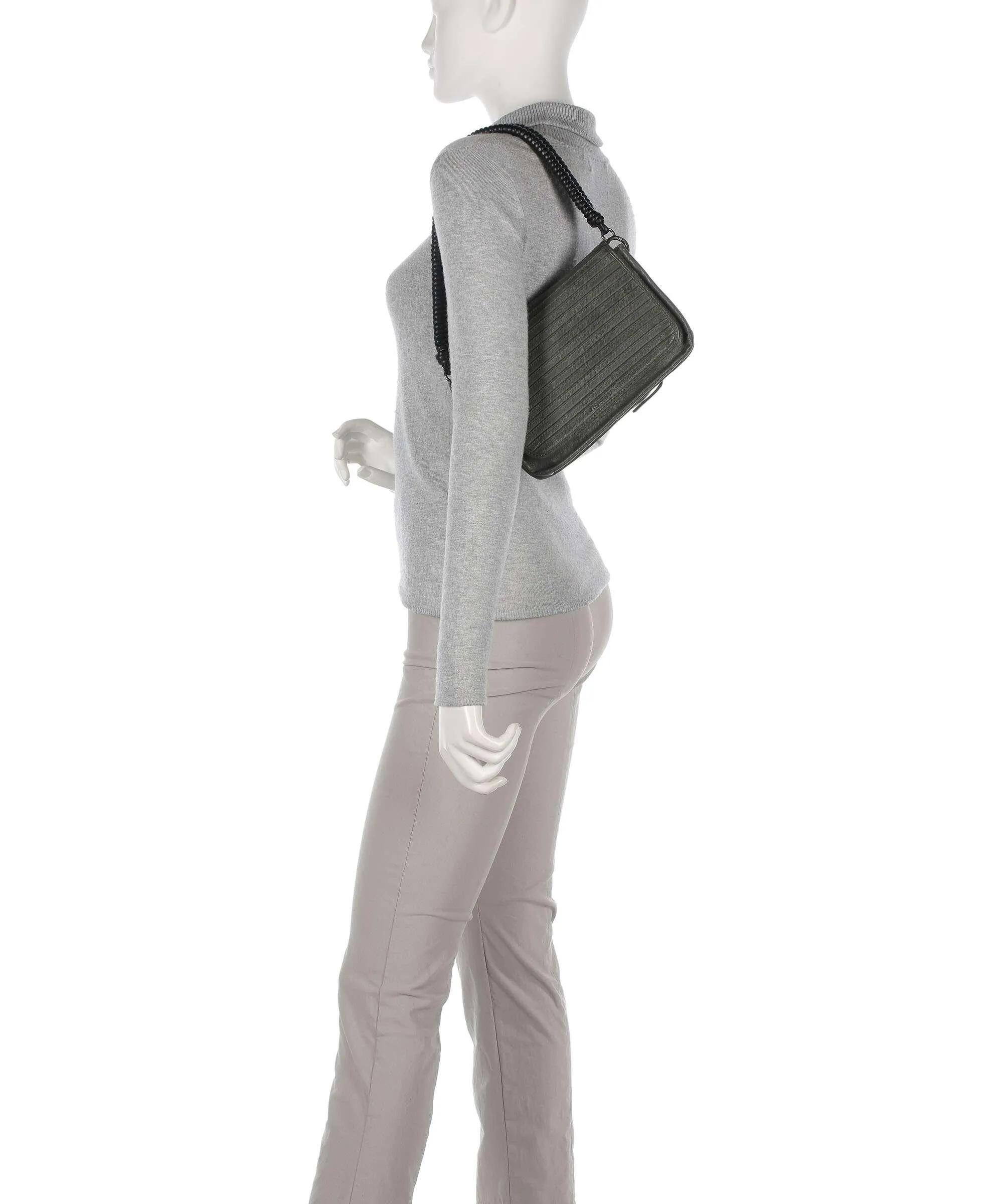  FredsBruder Enna Borsa a spalla pelle granulata grigio-verde  