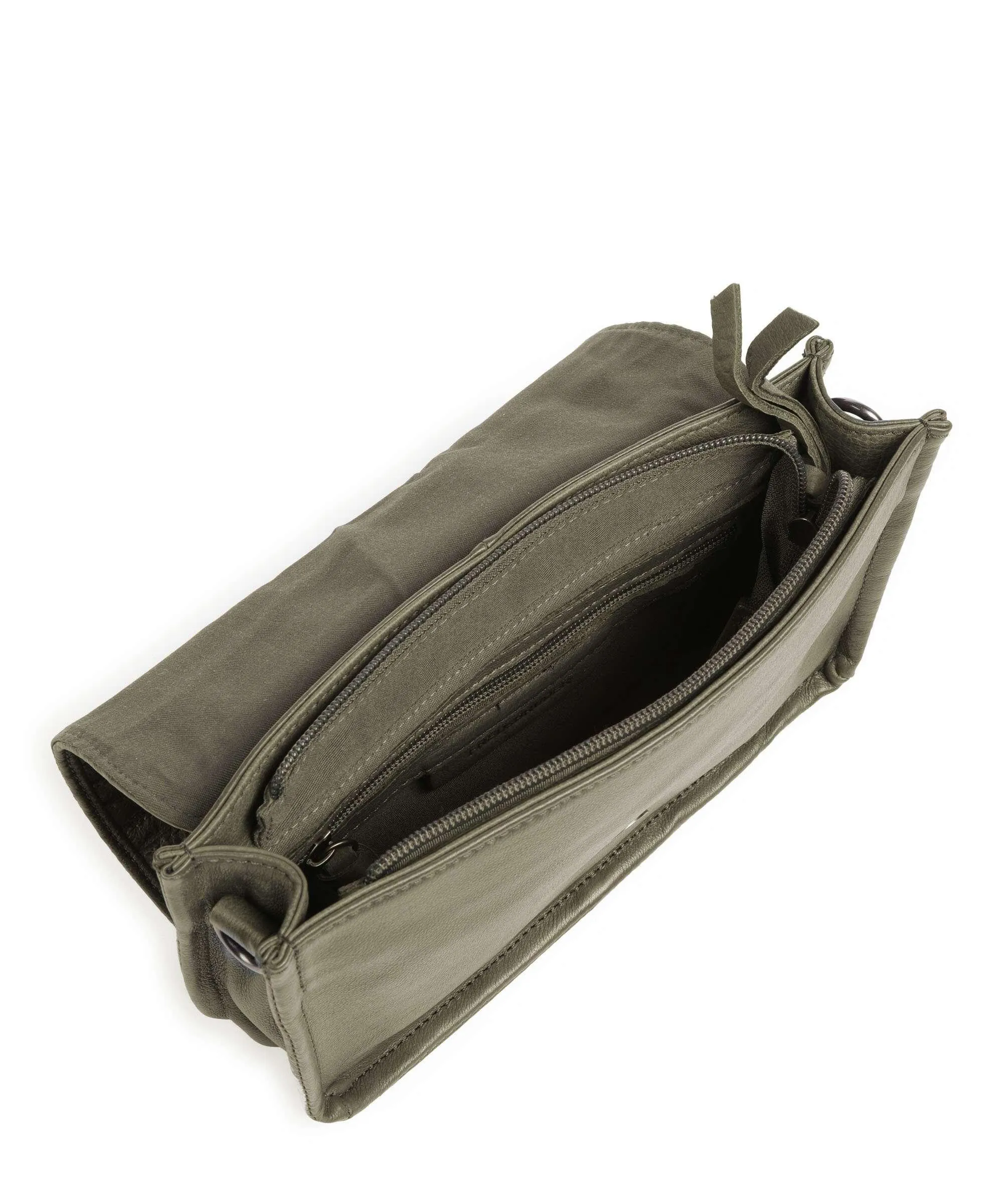  FredsBruder Enna Borsa a spalla pelle granulata grigio-verde  