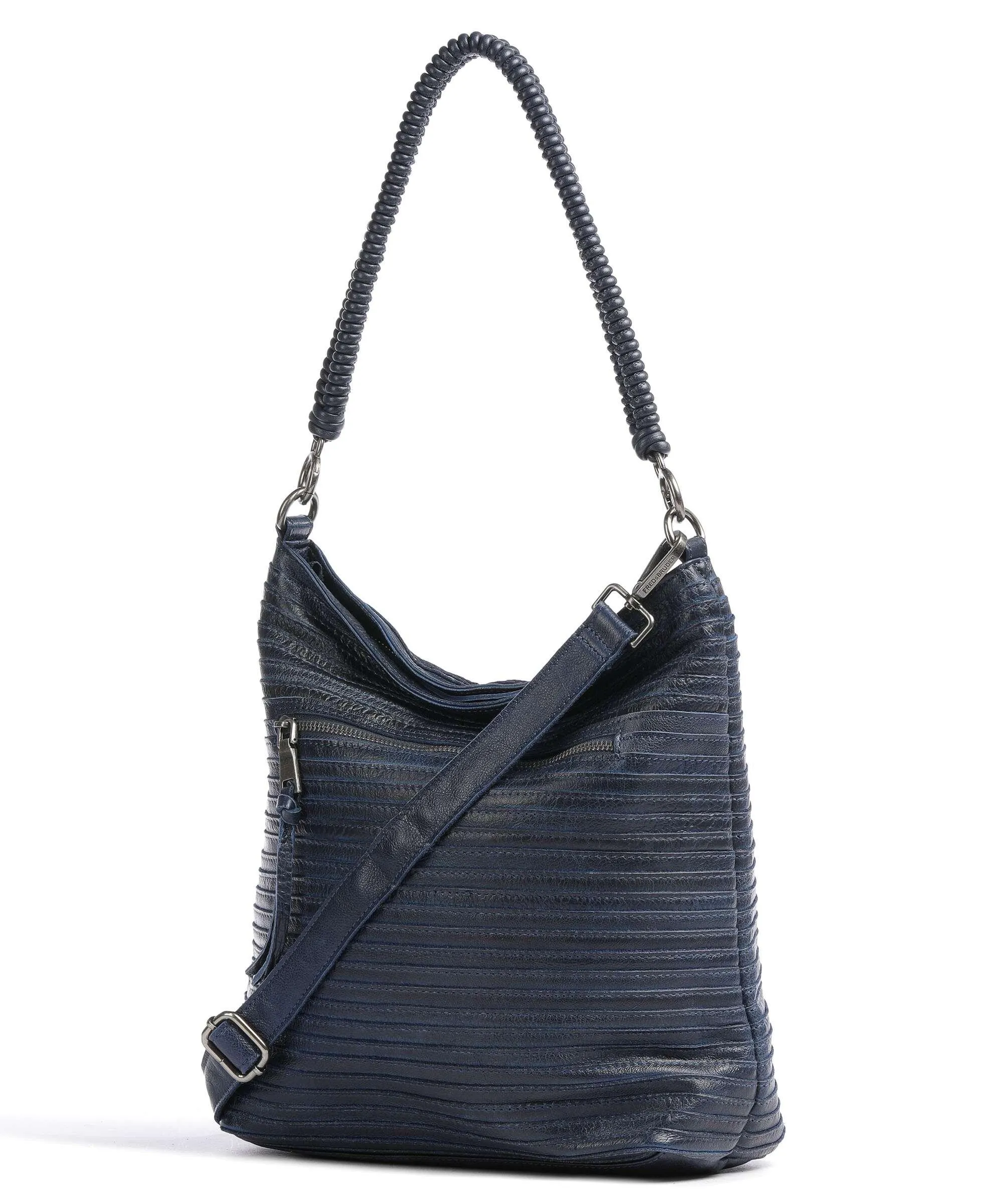  FredsBruder Enna Borsa hobo pelle granulata blu scuro  