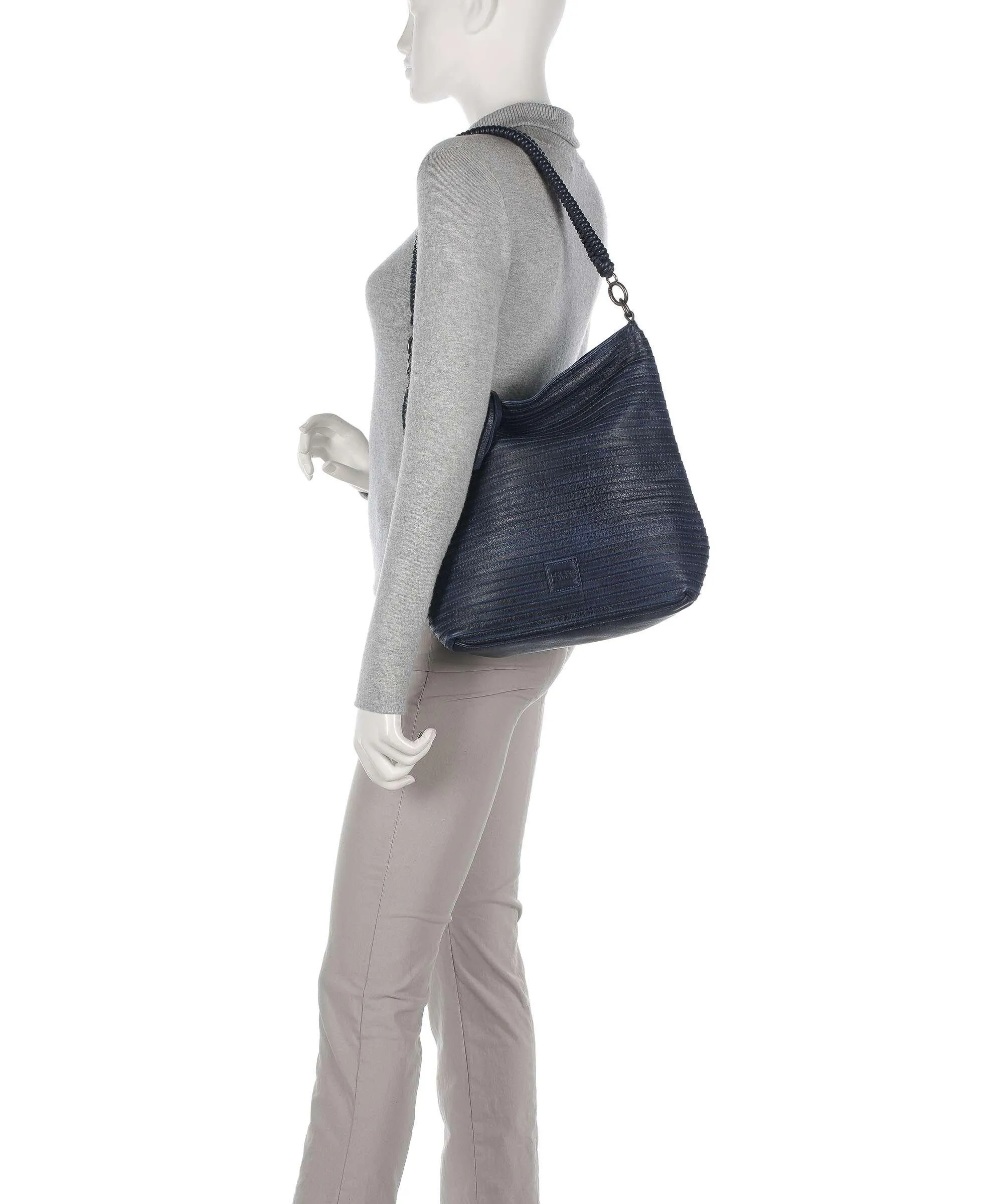  FredsBruder Enna Borsa hobo pelle granulata blu scuro  