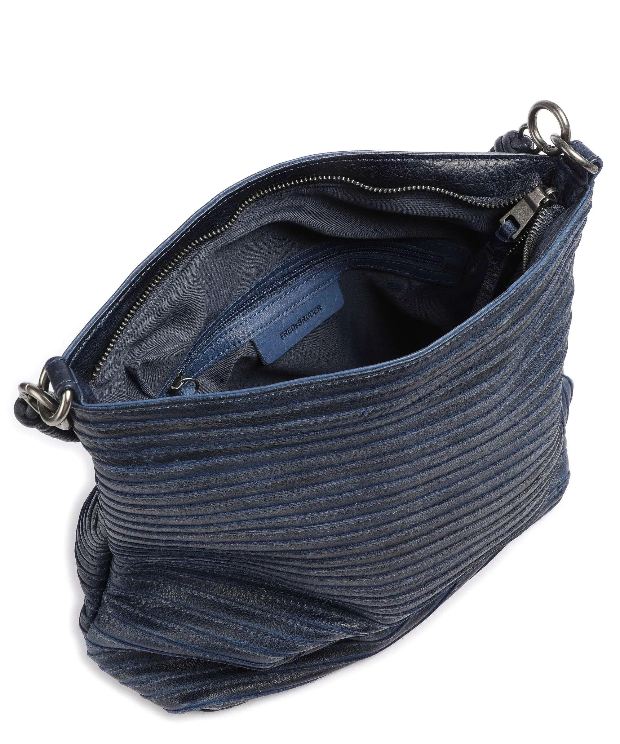  FredsBruder Enna Borsa hobo pelle granulata blu scuro  