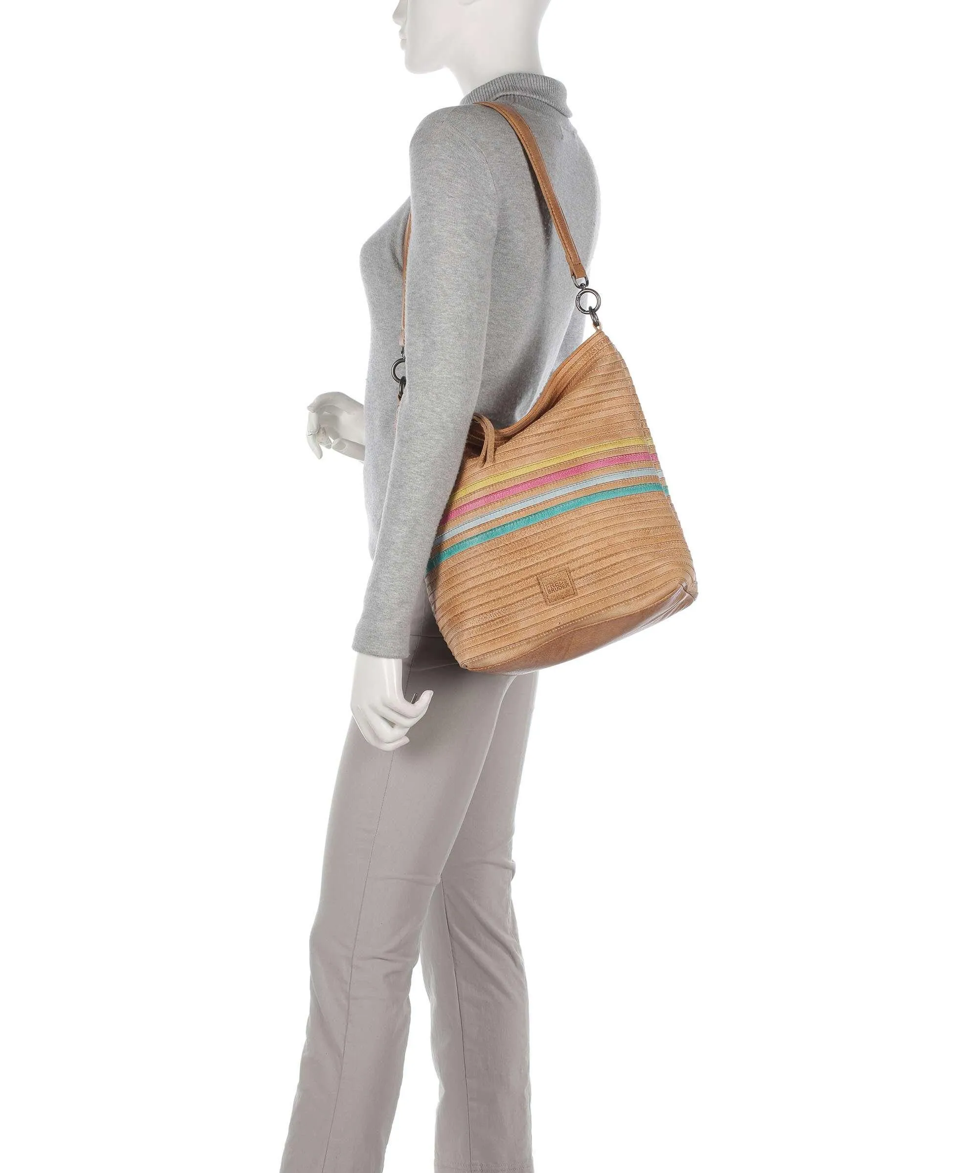  FredsBruder Good Mood Borsa hobo pelle granulata marrone chiaro  