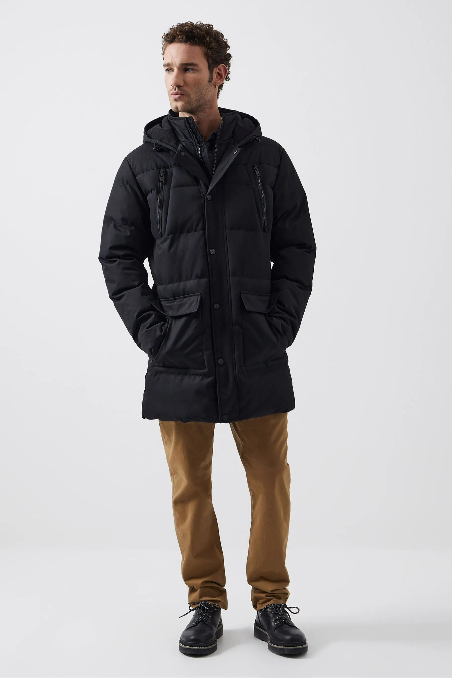 French Connection - Parka lungo con colletto interno