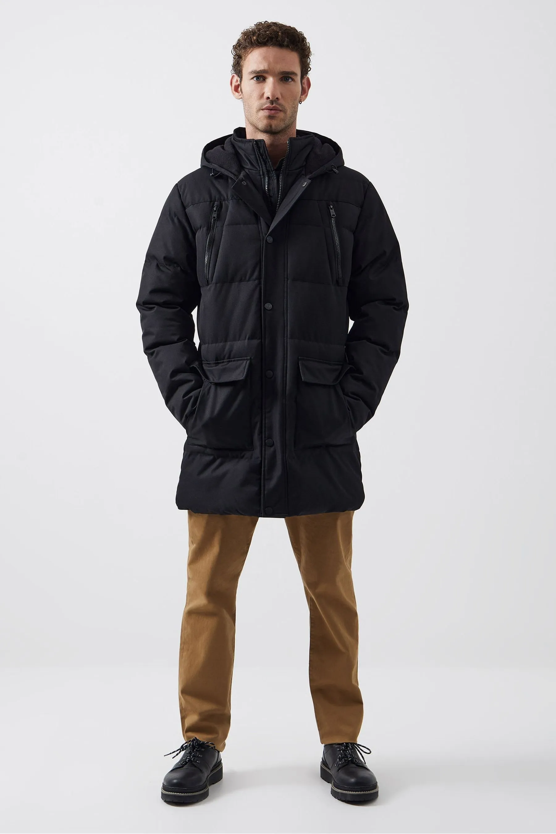 French Connection - Parka lungo con colletto interno