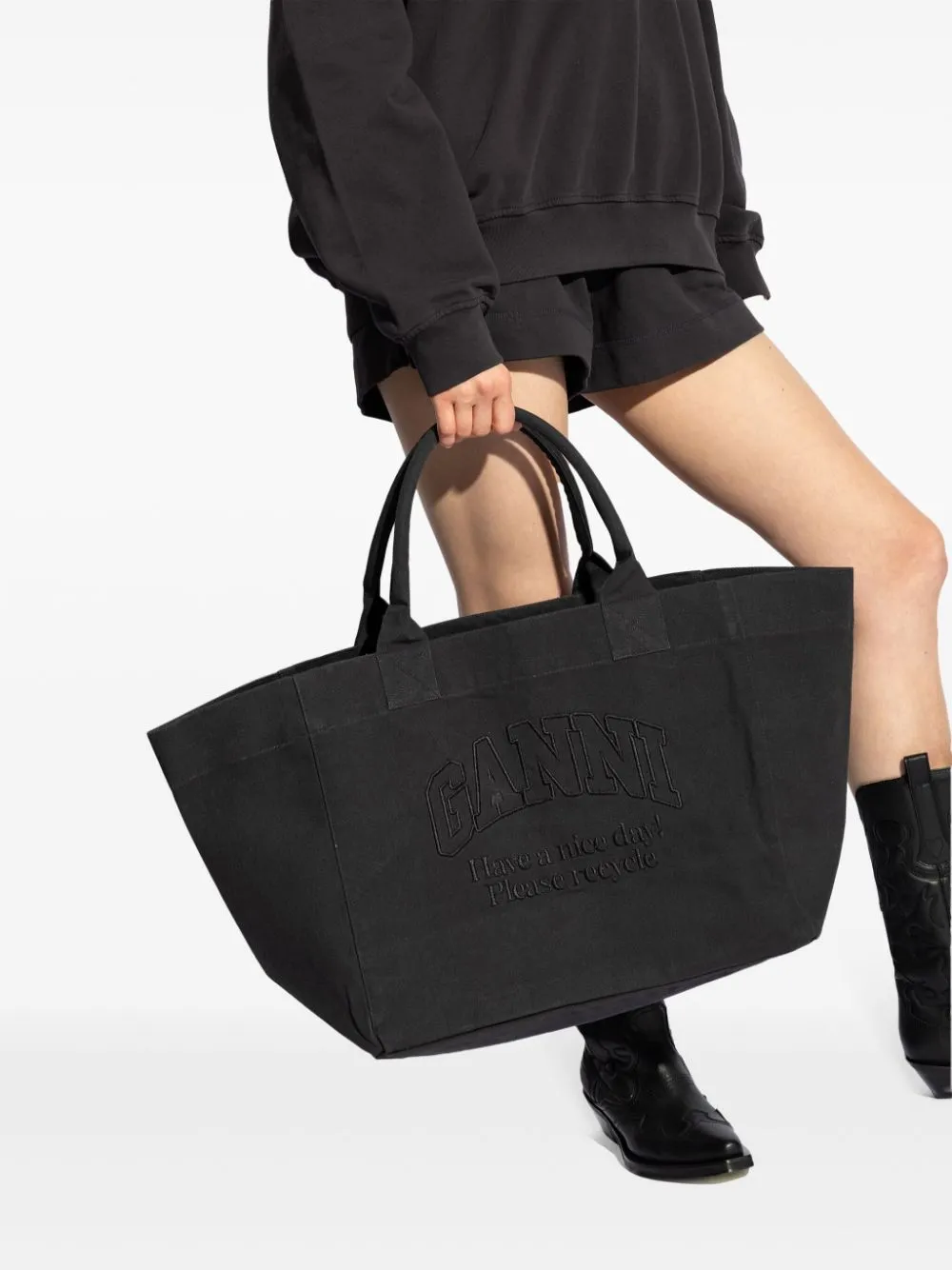 Ganni Borsa Blu Donna Tote Logo