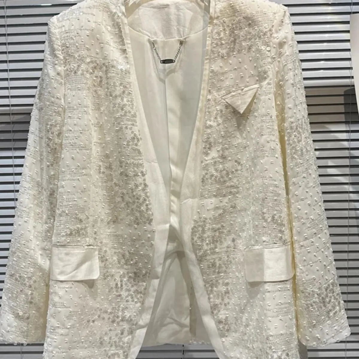 Giacca blazer con paillettes a maniche lunghe con scollo a V da donna della più recente giacca da stilista del 2023 di High Stre