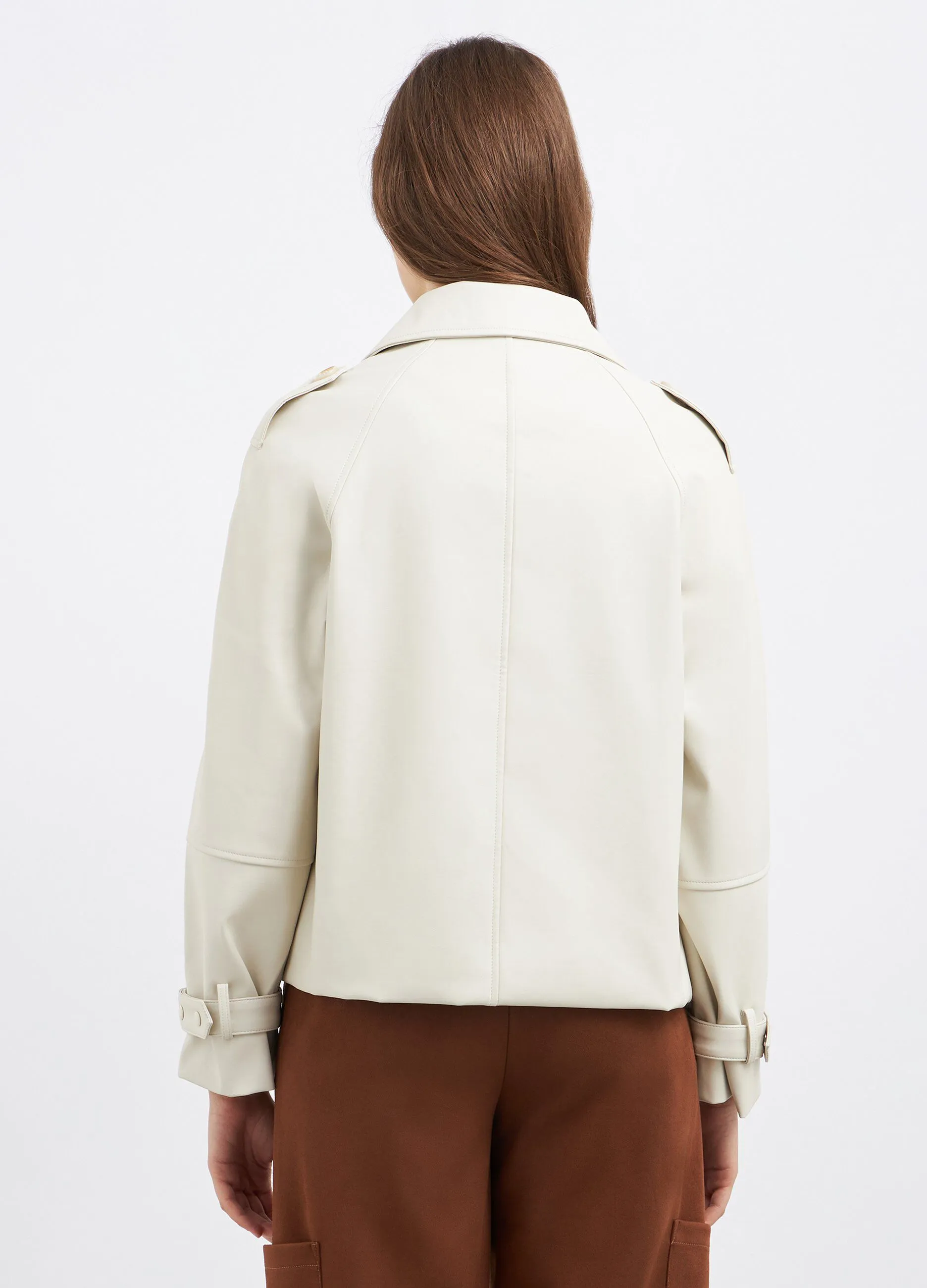 Giacca in eco pelle con revers donna