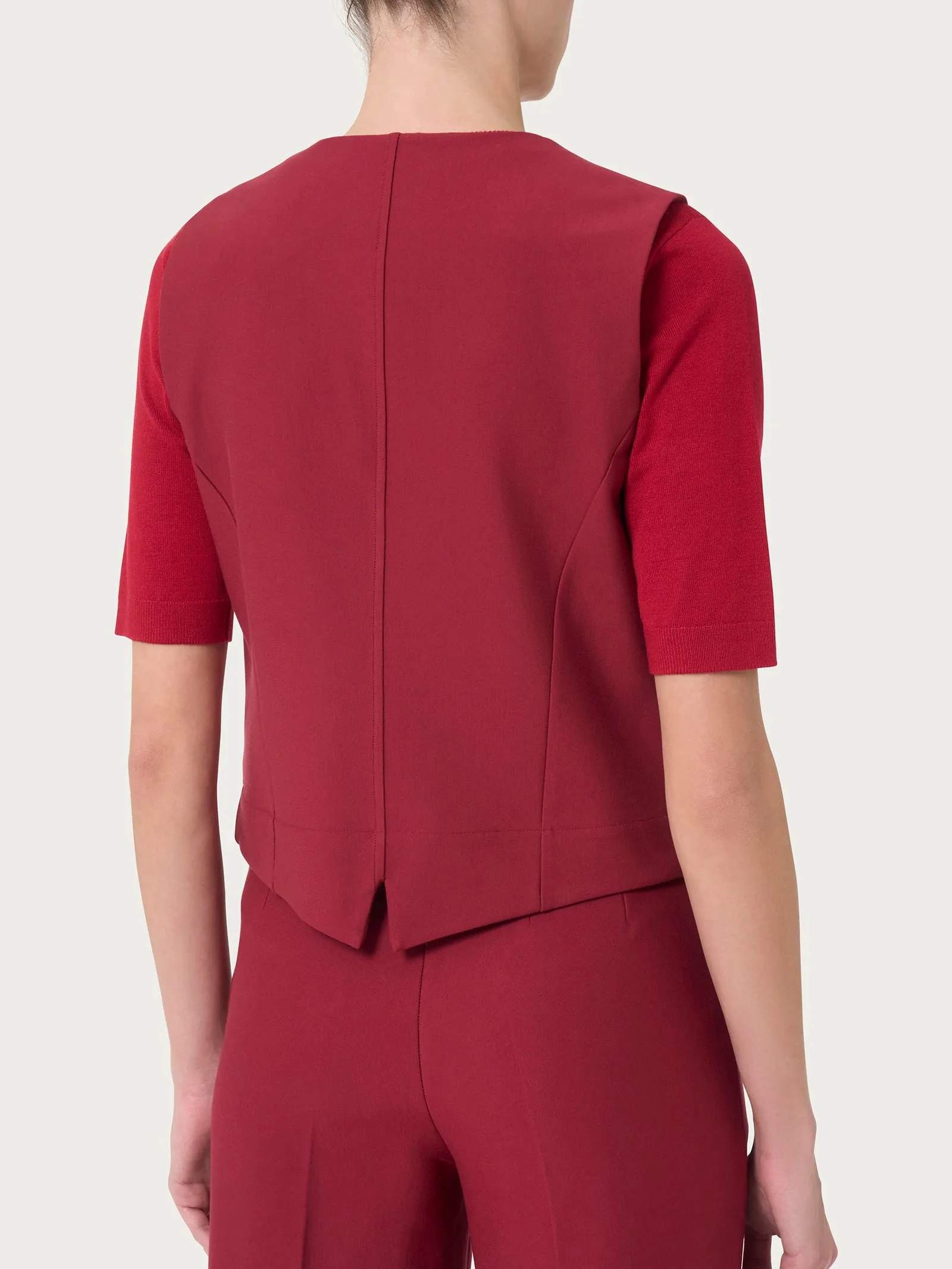 Gilet con quattro bottoni in Compact  - Tibetan Red