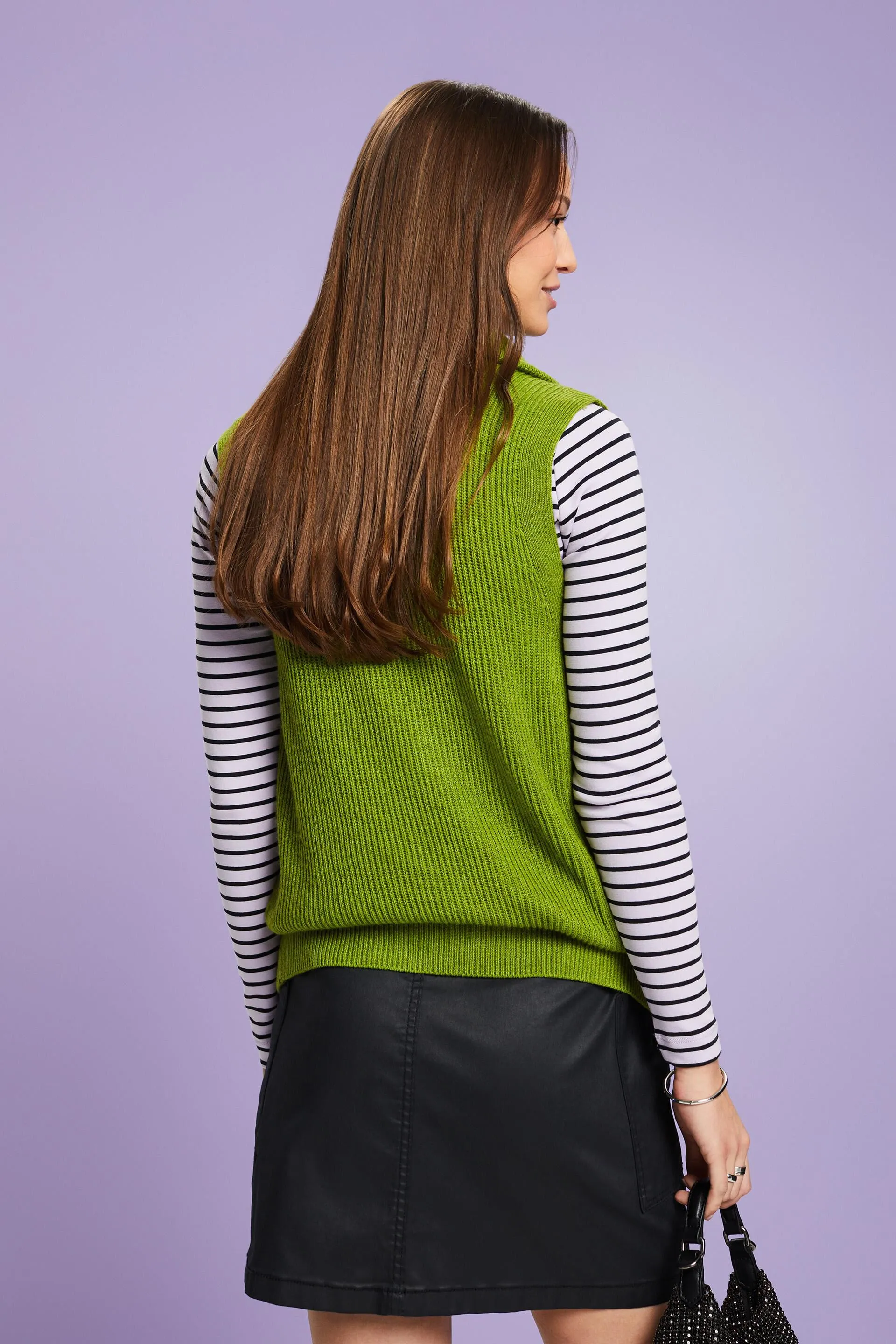 Gilet dolcevita in maglia a coste
