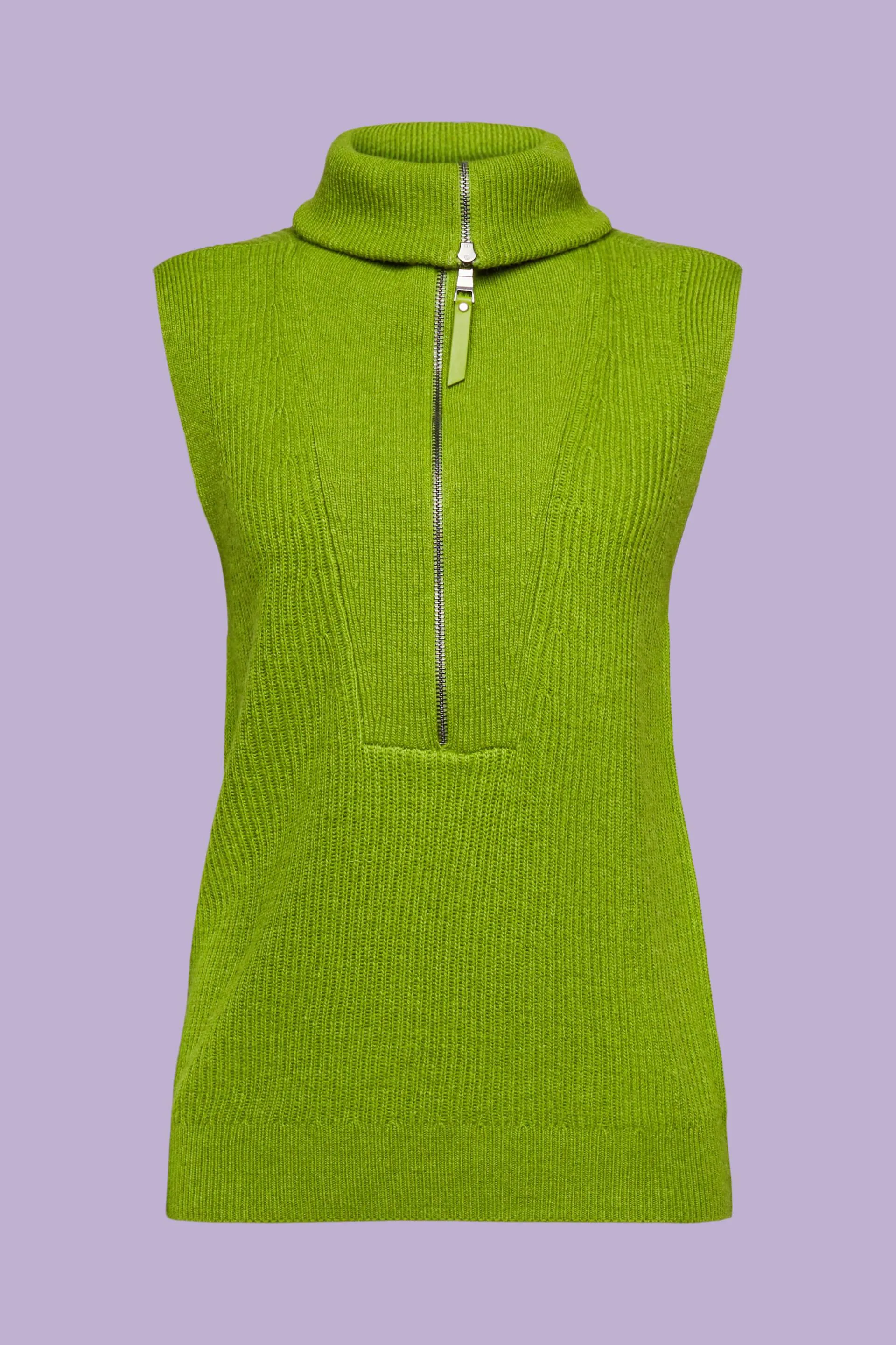 Gilet dolcevita in maglia a coste