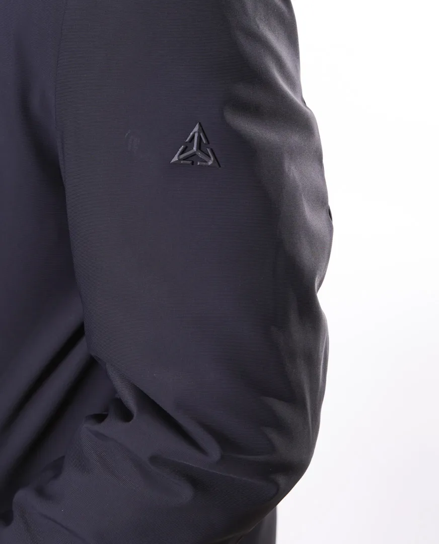 Giubbotto lungo con cappuccio in nylon stretch blu navy | Heskimo