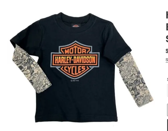 HARLEY DAVIDSON MAGLIETTA BAMBINI TOD BOY CREEPER CON TATOO REF. 1070151