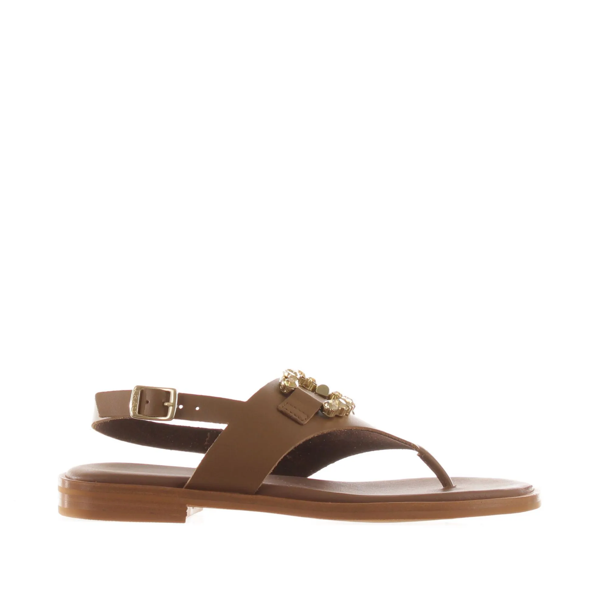 Infradito in pelle con strass