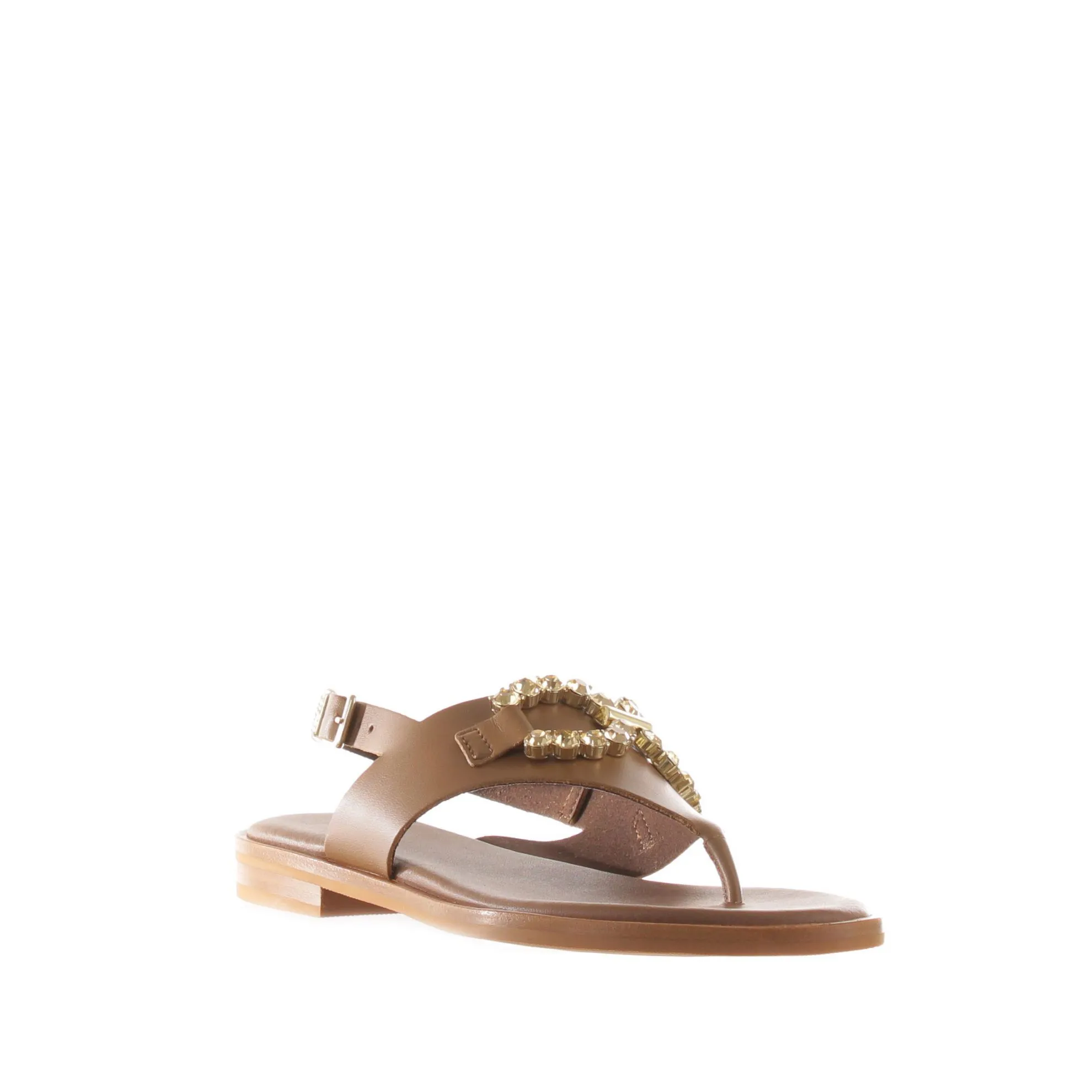 Infradito in pelle con strass