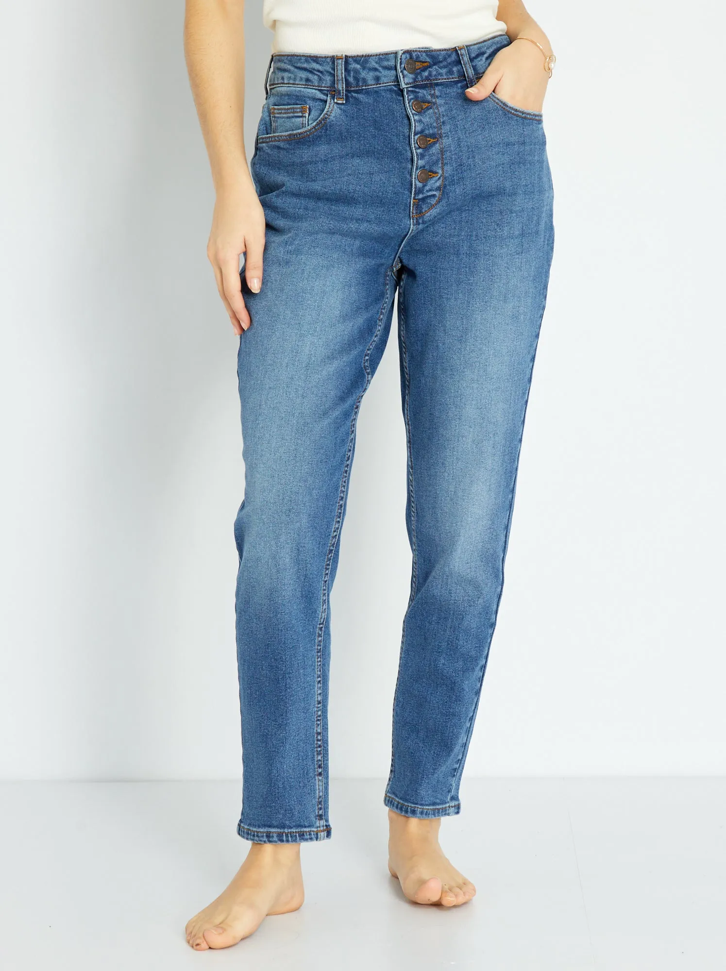 Jeans mom a vita molto alta - L32 - BLU