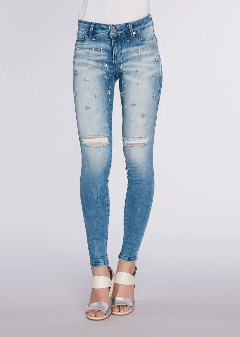Jeans skinny con strass