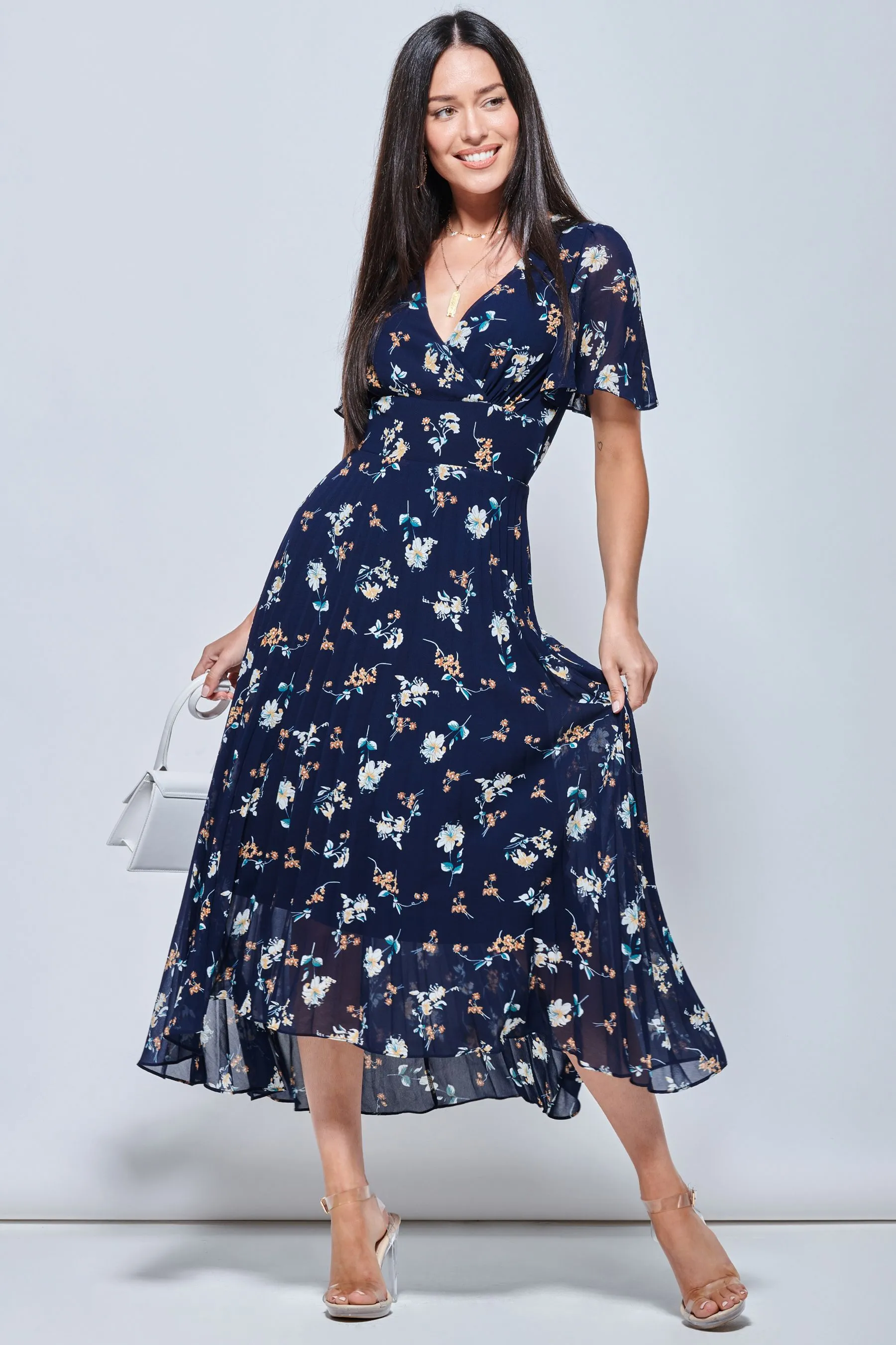 Jolie Moi A pieghe - Abito maxi asimmetrico in chiffon