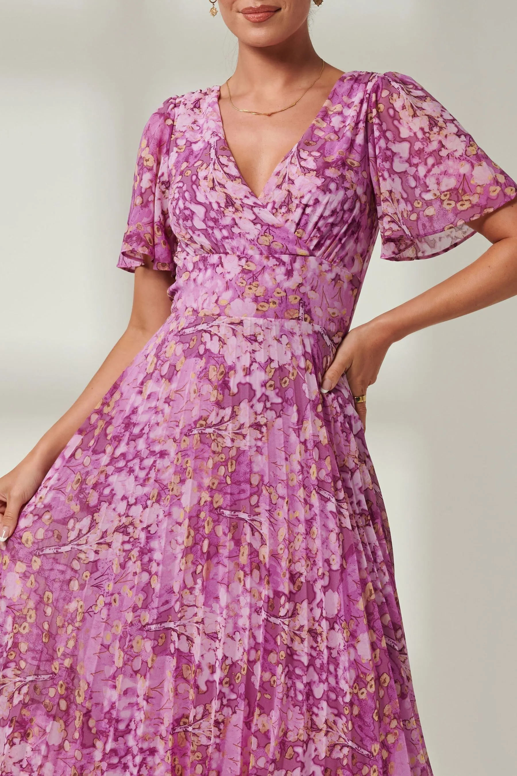 Jolie Moi A pieghe - Abito maxi in chiffon con fondo asimmetrico