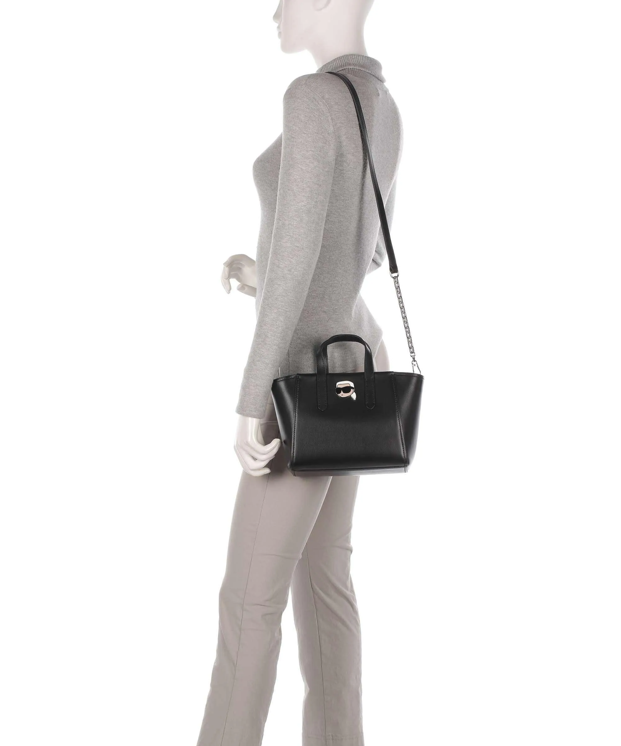  Karl Lagerfeld K/Ikonik 2.0 Borsa a mano pelle di vacchetta finemente grana nero  