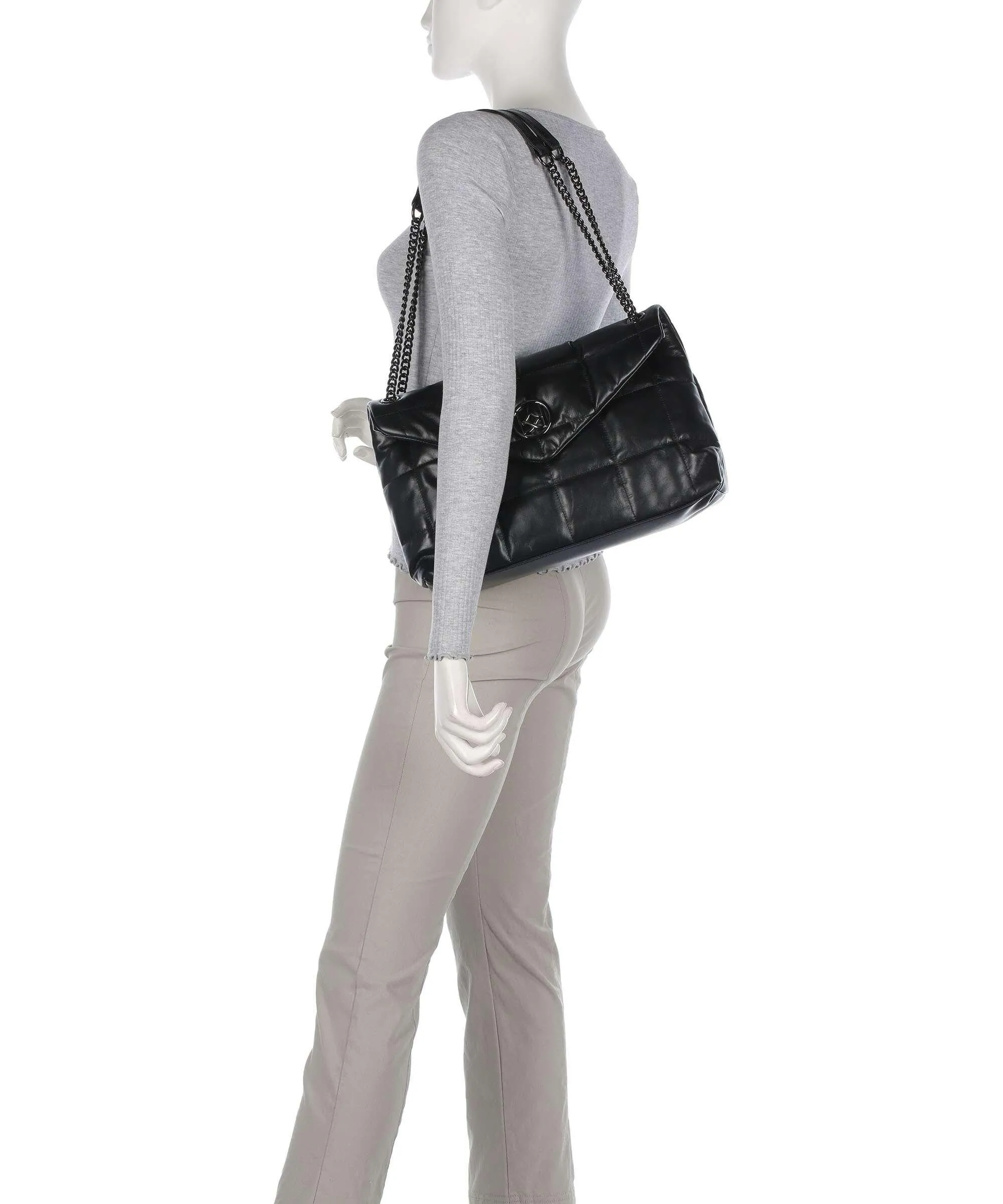  Kazar Diva Borsa a spalla pelle a grana fine nero  
