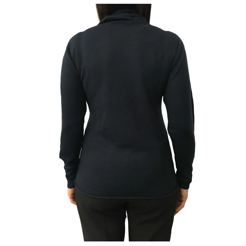 LA FEE MARABOUTEE maglia donna lana collo alto blu FA5186 MADE IN ITALY