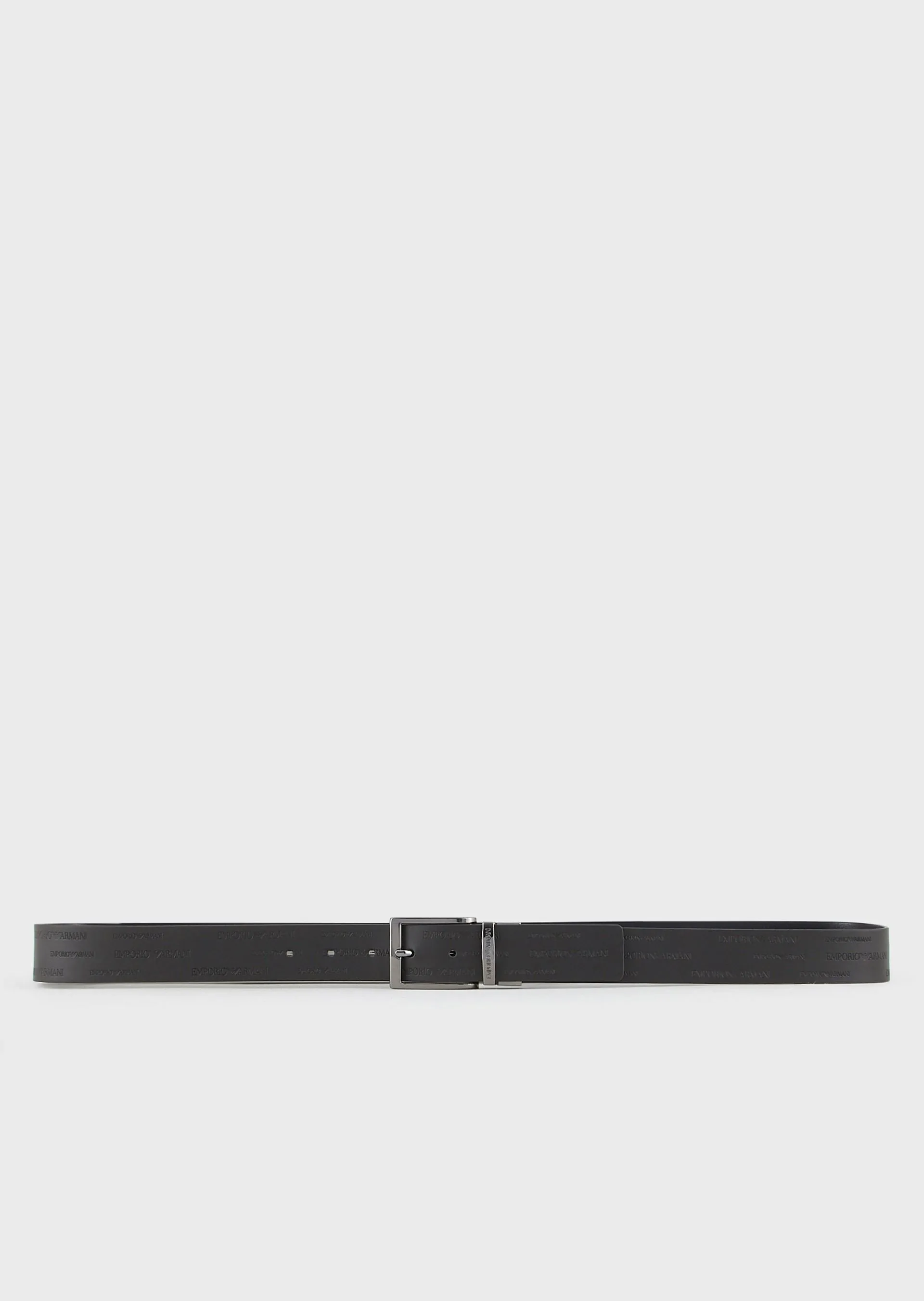 Leather belt with all over embossed logo / Black