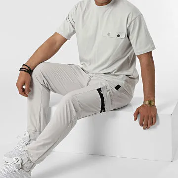 Ll656 Set di maglietta e pantaloni da jogging grigio chiaro
