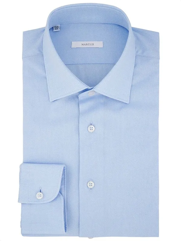 Loose fit light-blue shirt for man with classic collar