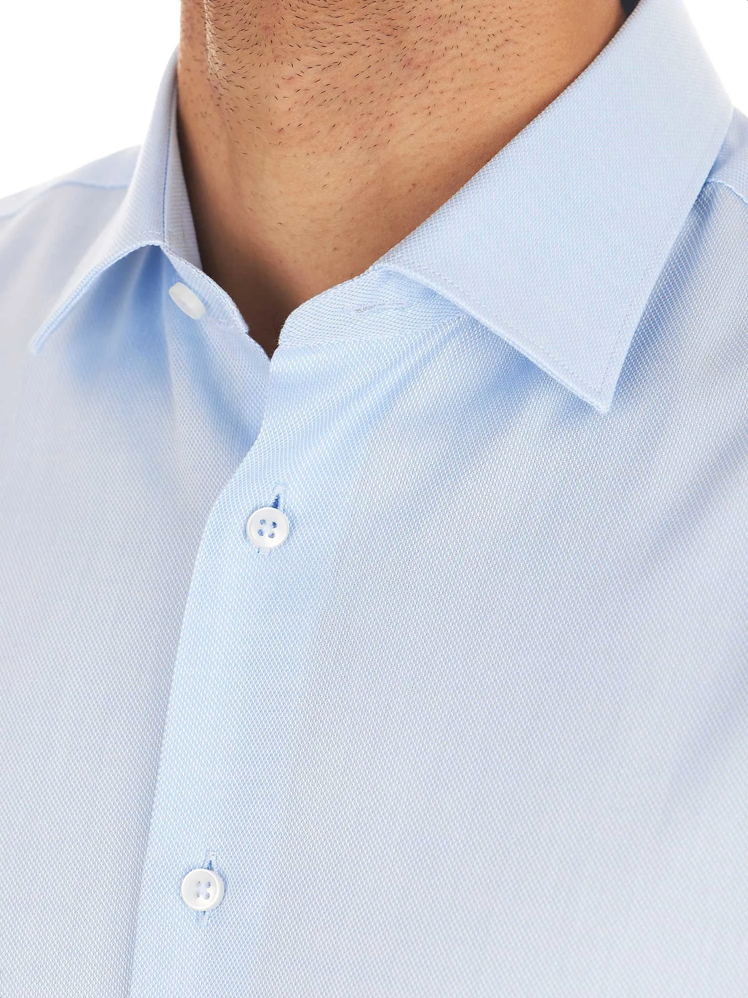 Loose fit light-blue shirt for man with classic collar