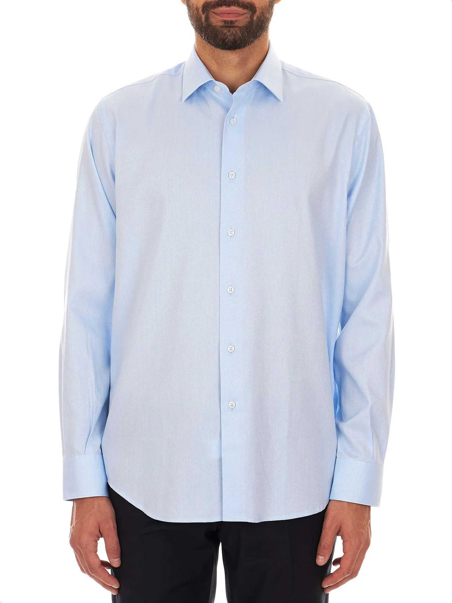 Loose fit light-blue shirt for man with classic collar