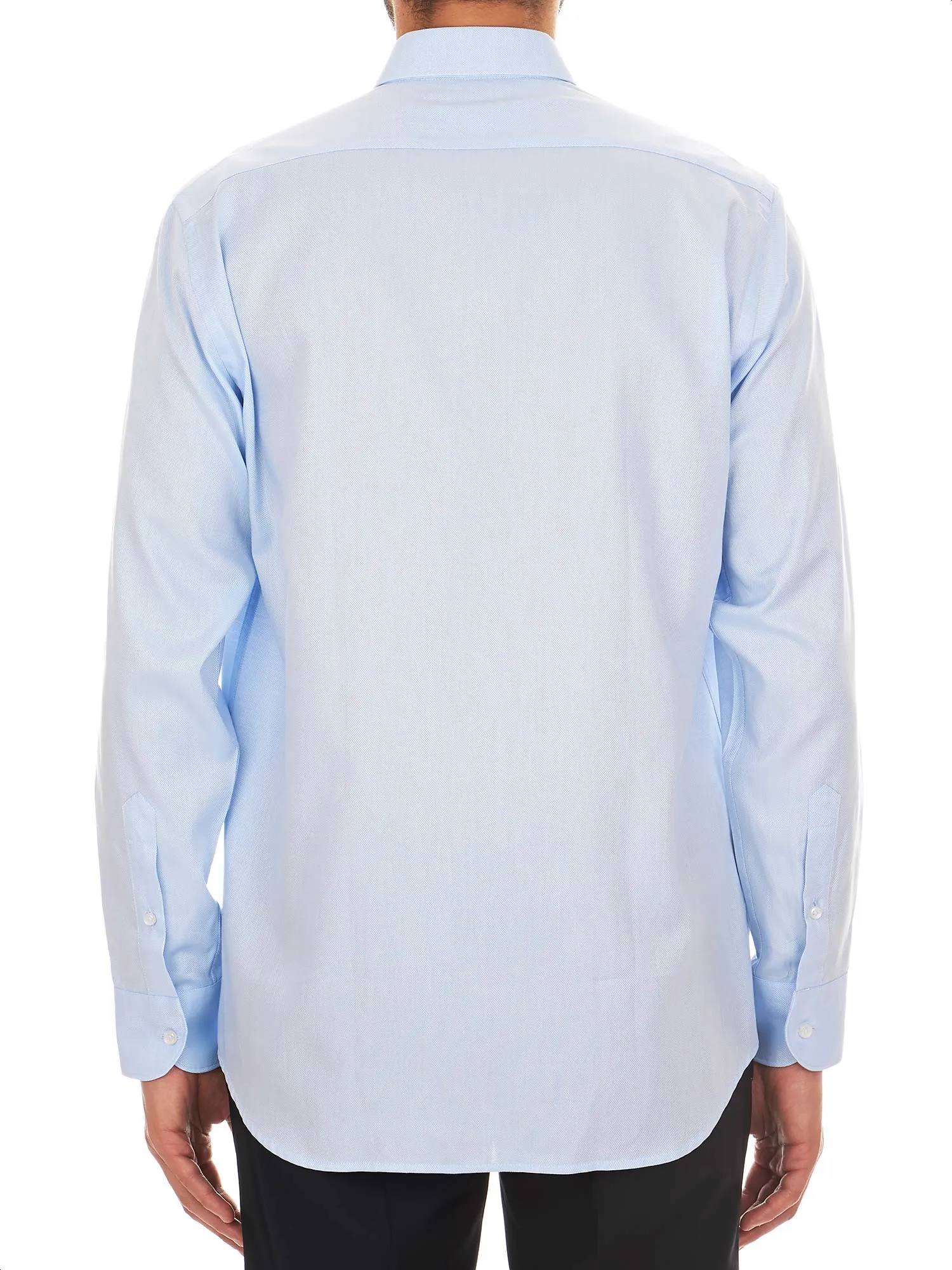 Loose fit light-blue shirt for man with classic collar