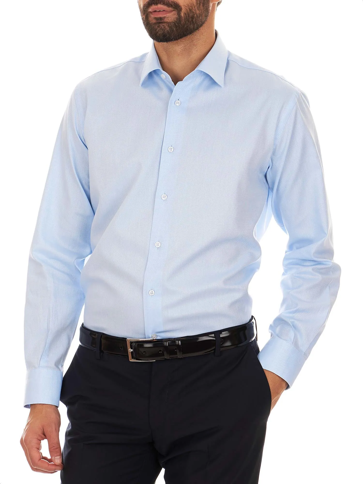 Loose fit light-blue shirt for man with classic collar