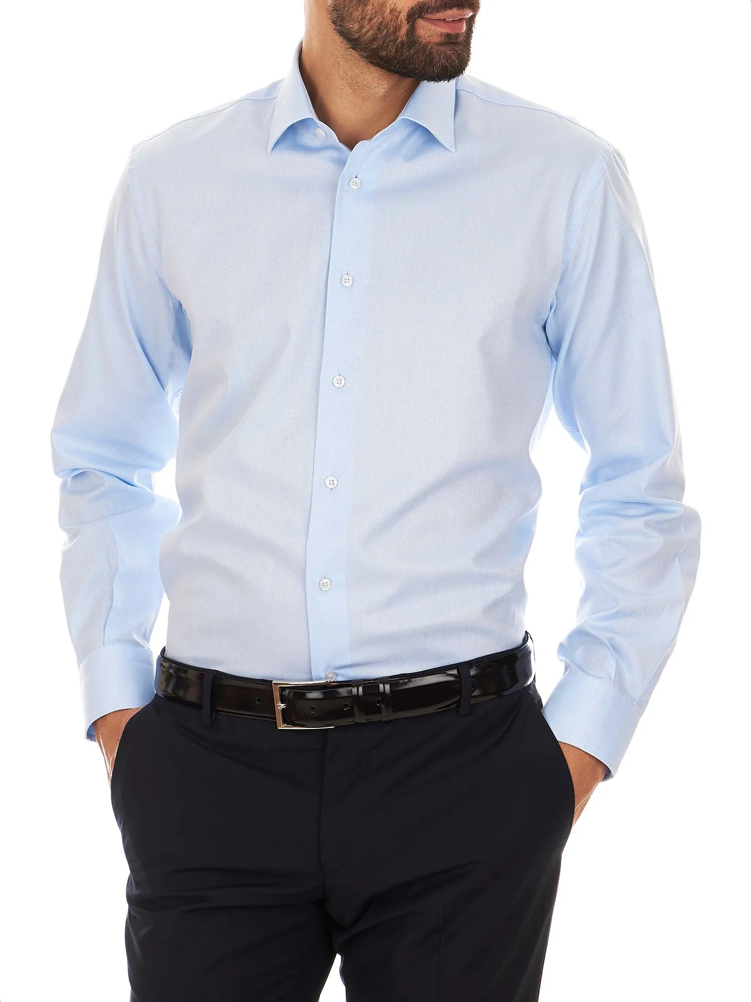 Loose fit light-blue shirt for man with classic collar